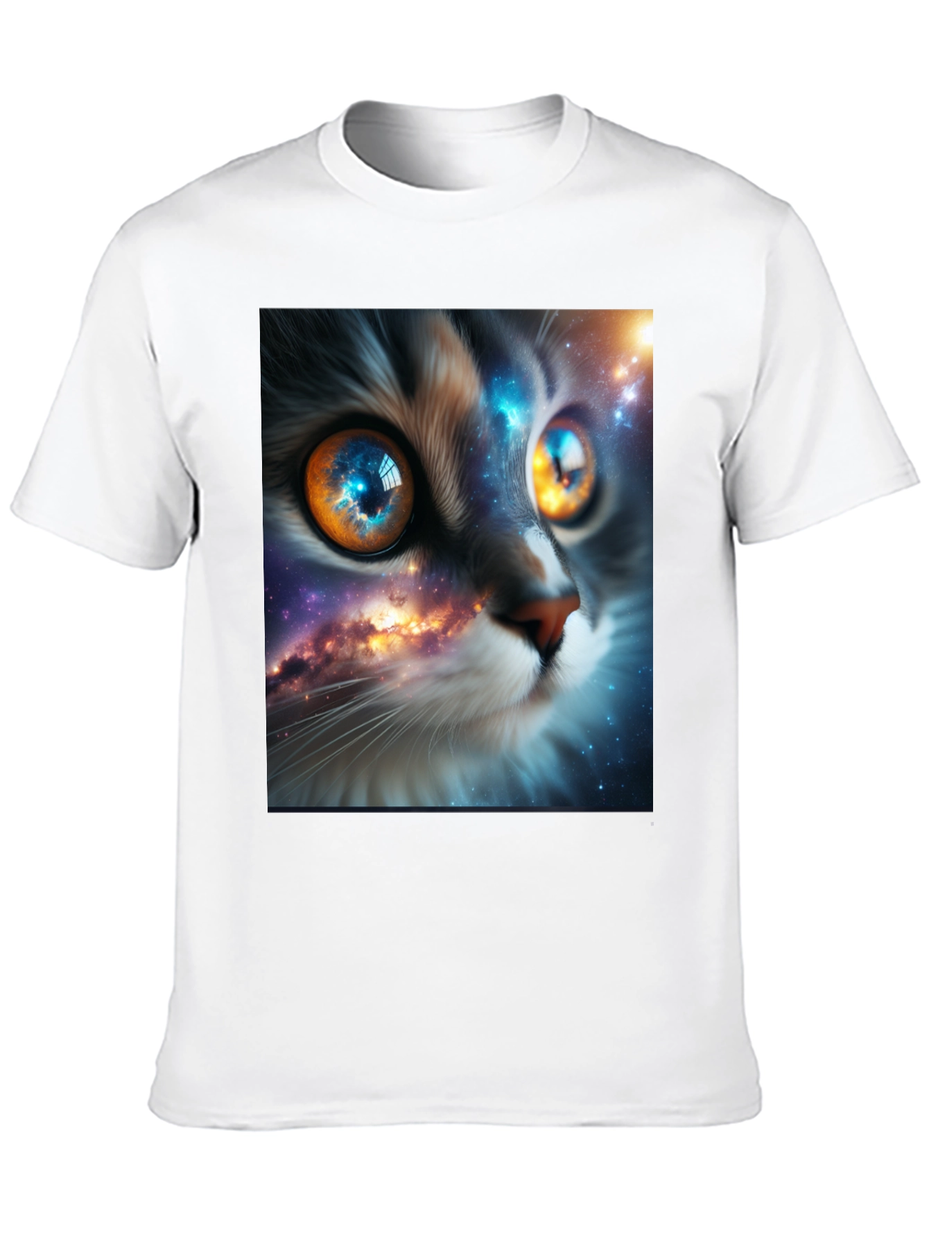 Cosmic Cat Tee - Galaxy Eye Design