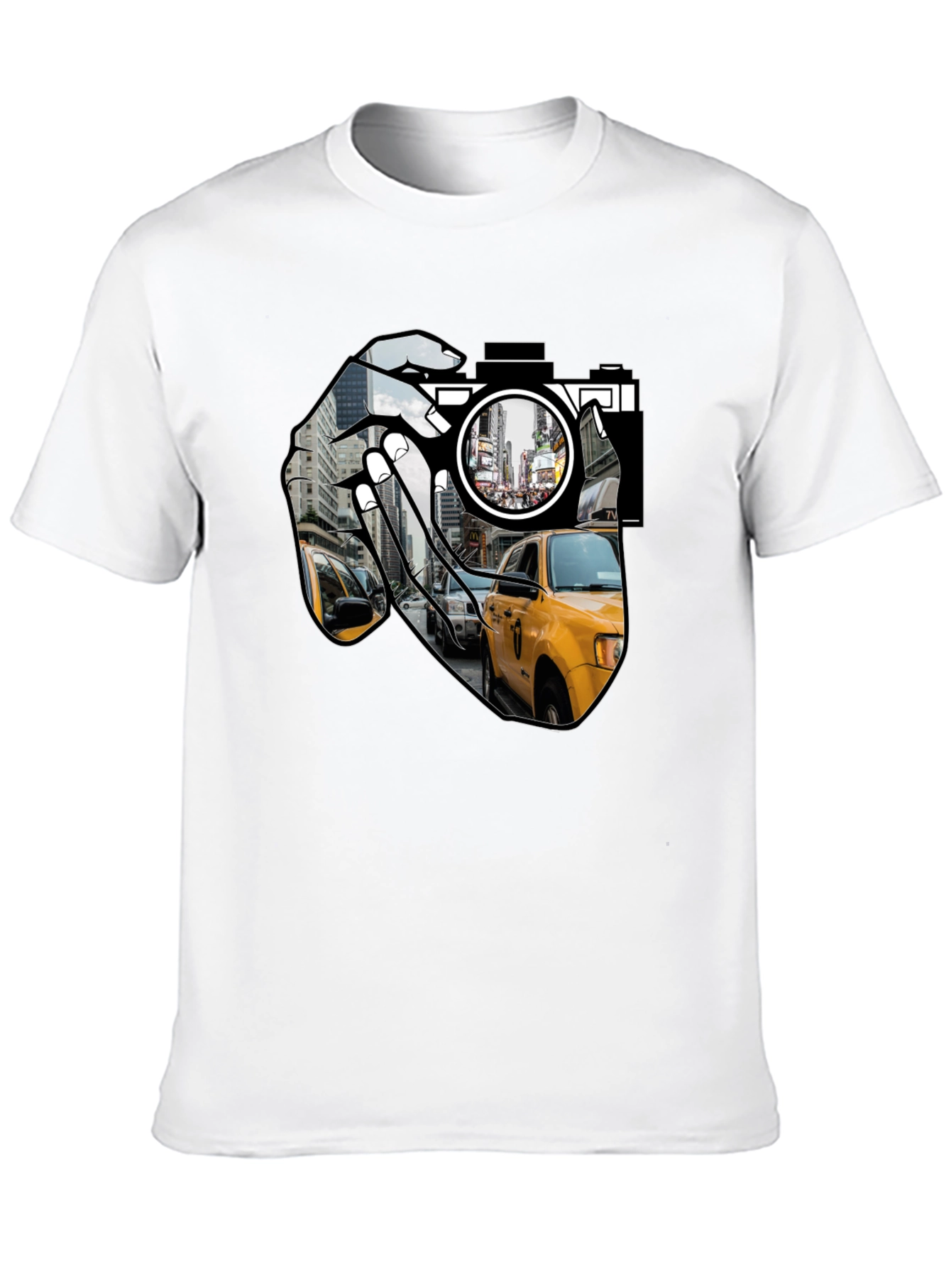 NYC Taxi Camera Black T-Shirt