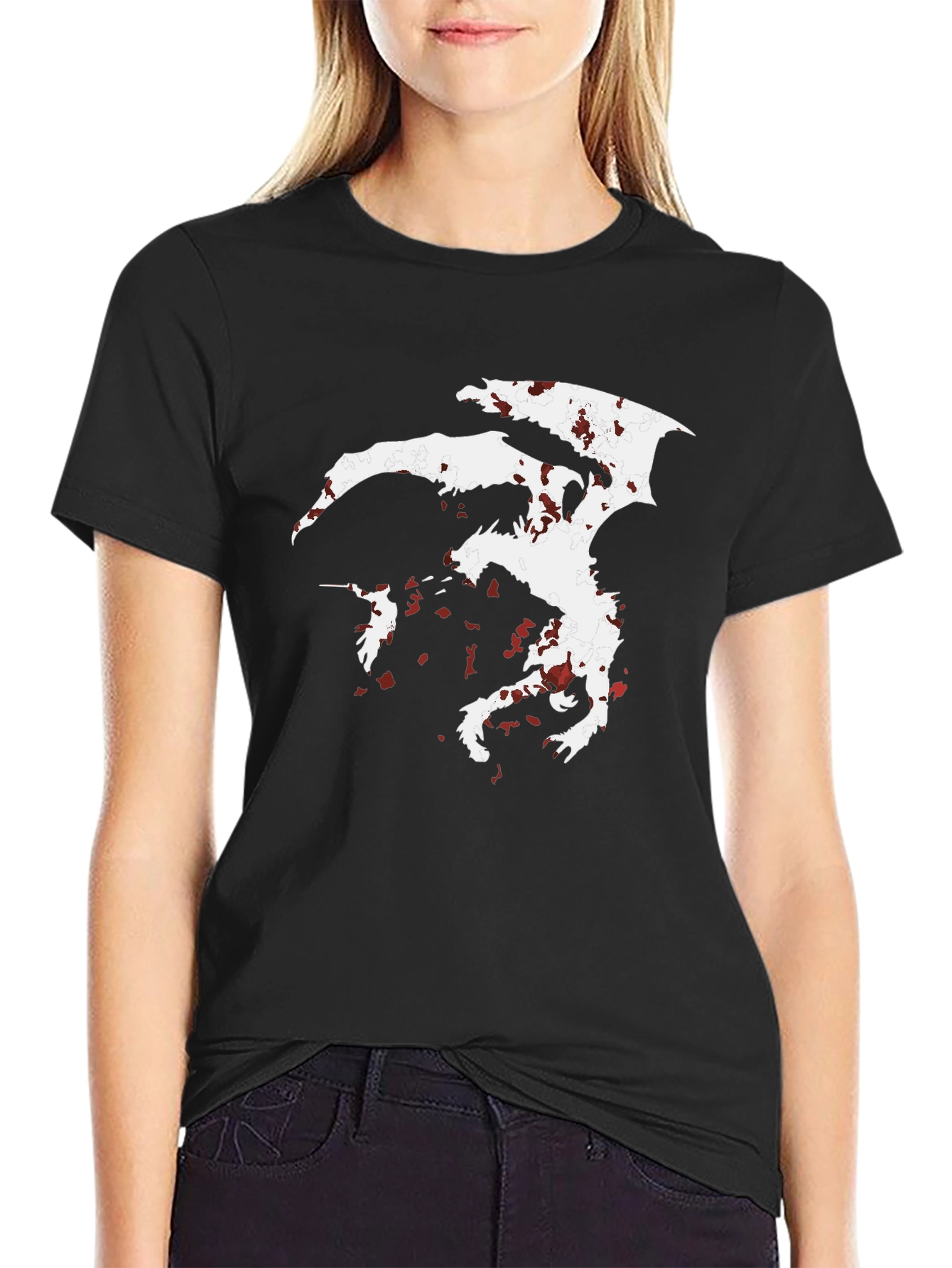 Dragon Silhouette Graphic Tee - Mens Black T-Shirt