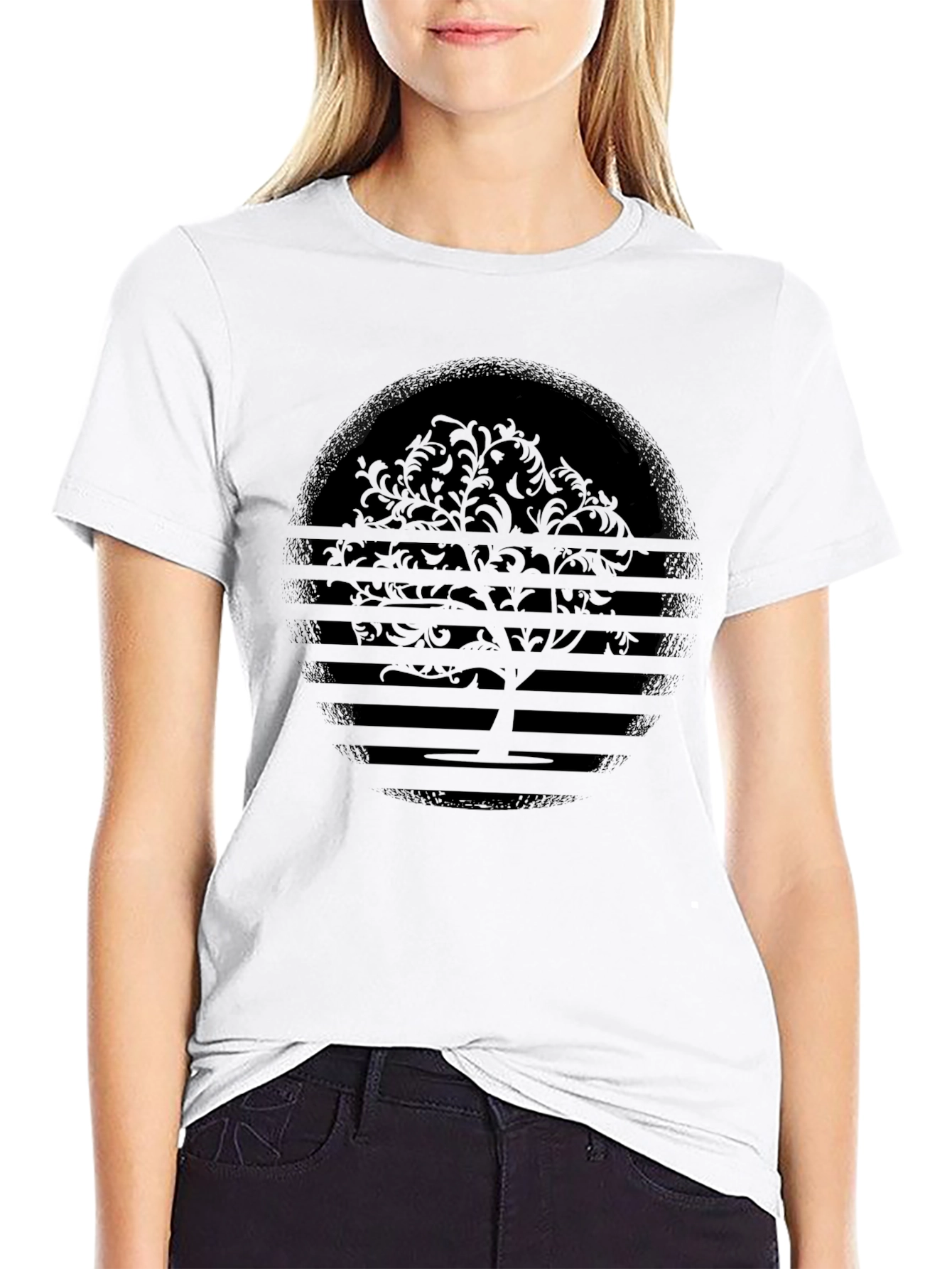 Abstract Tree Graphic Tee - Black