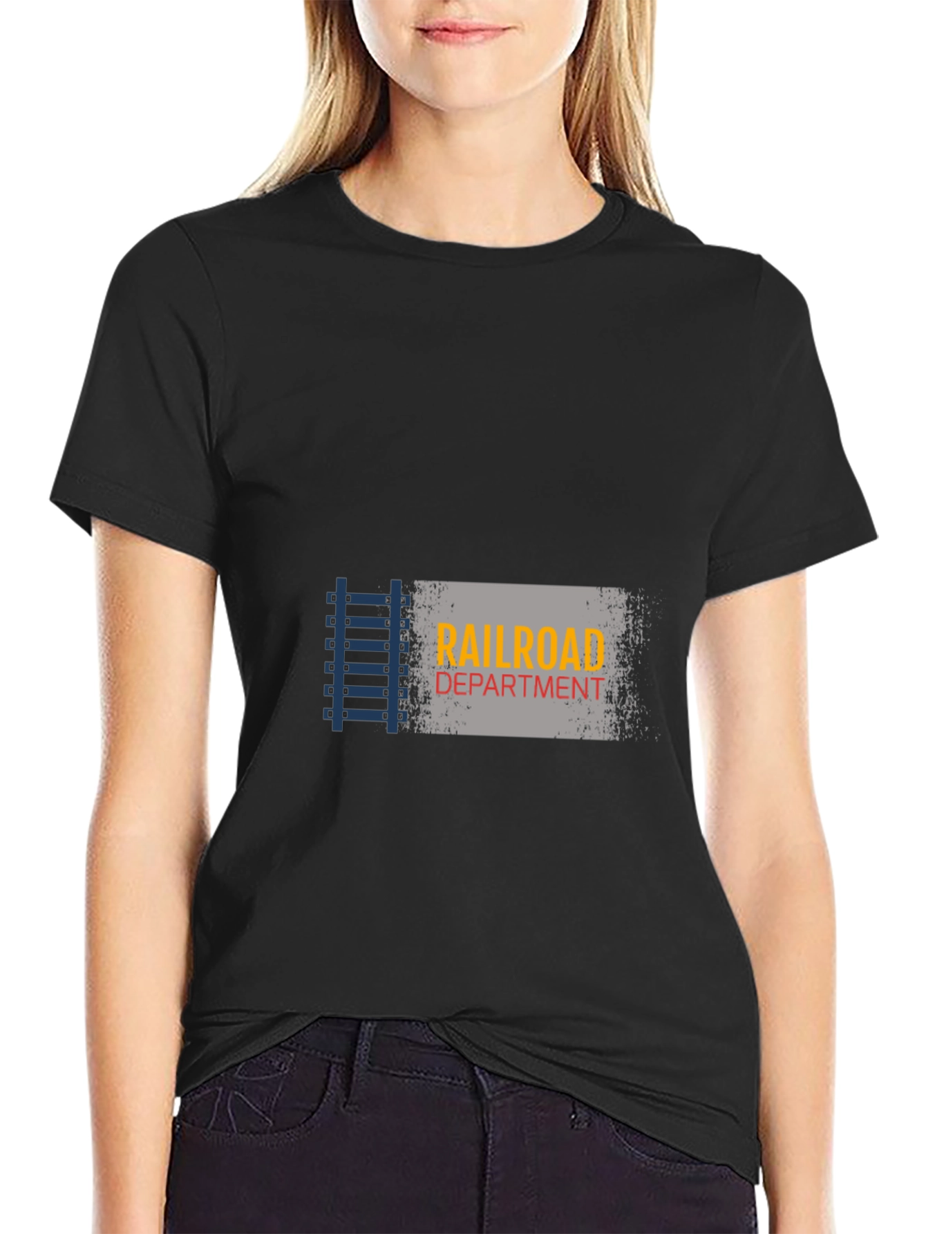 Railroad Department Graphic Tee - Black Cotton Blend