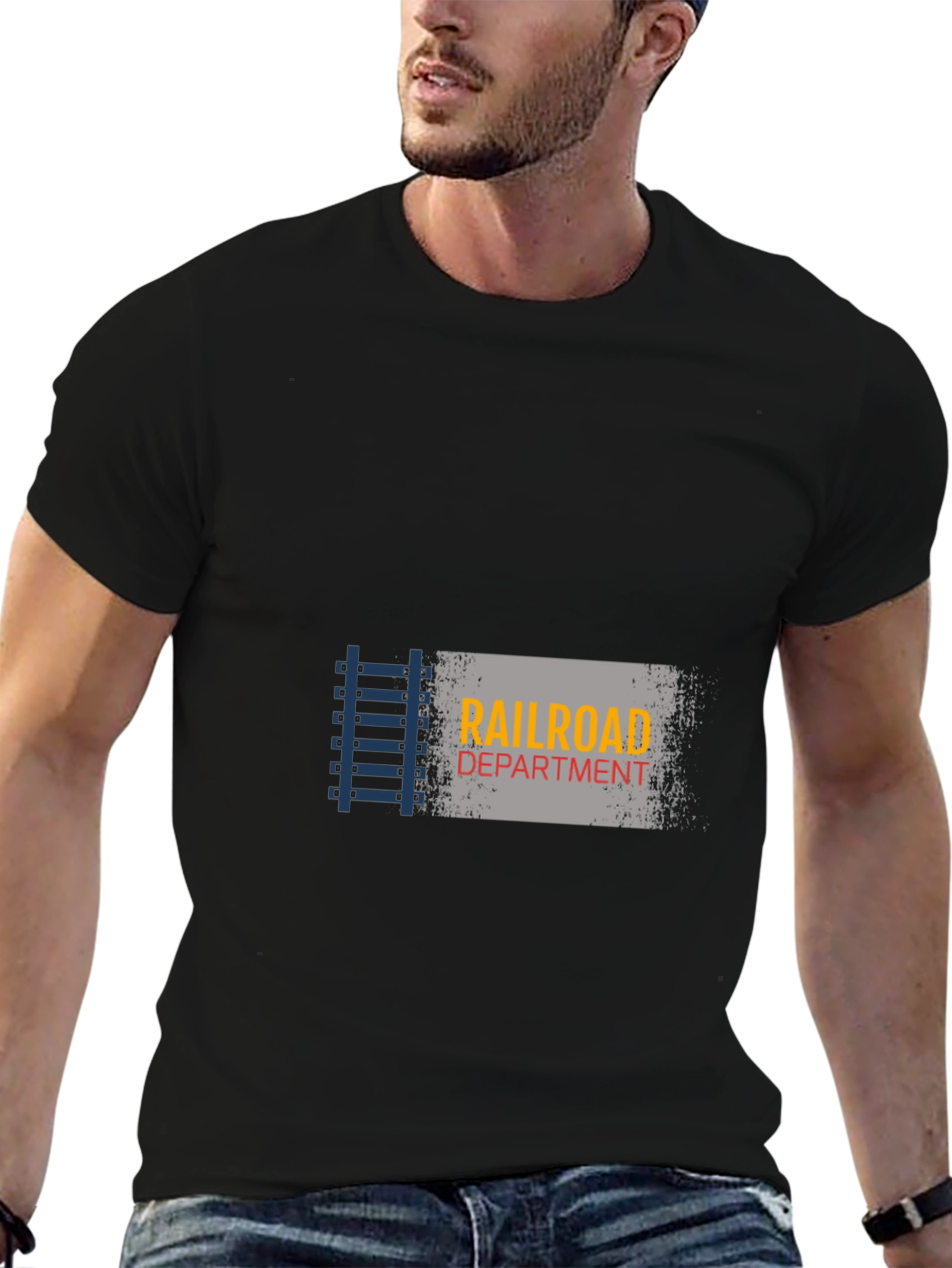 Railroad Department Graphic Tee - Black Cotton Blend