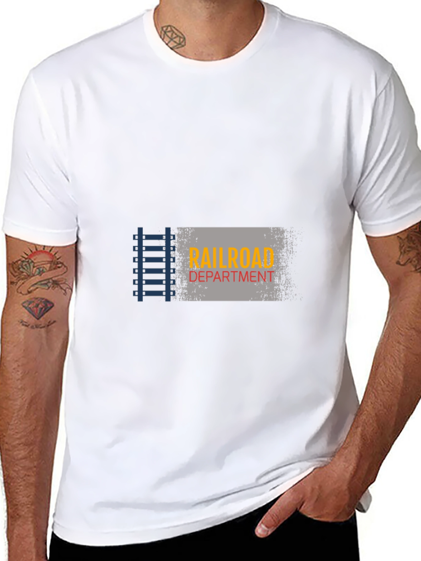 Railroad Department Graphic Tee - Black Cotton Blend