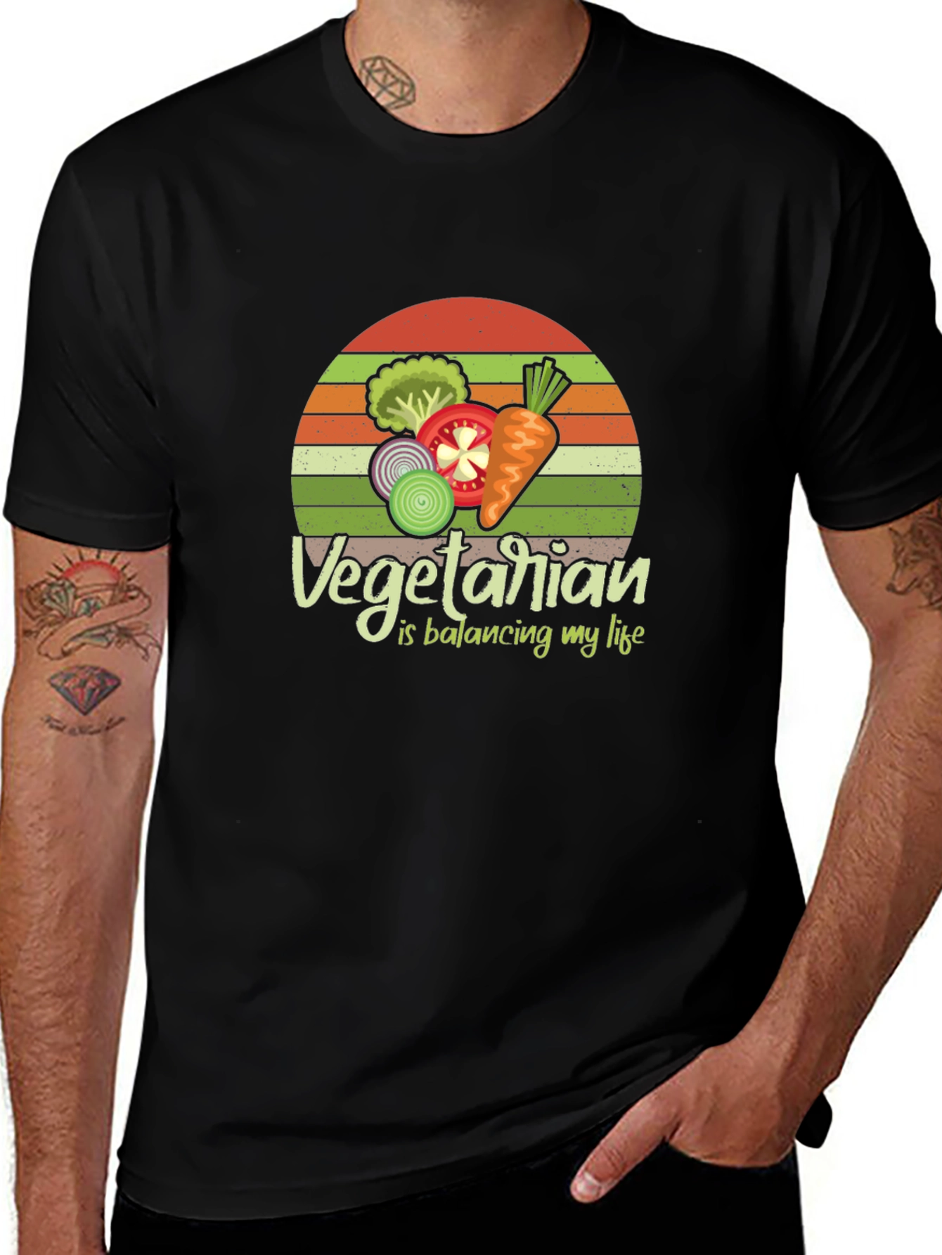 Vegetarian Balancing Life Graphic Tee