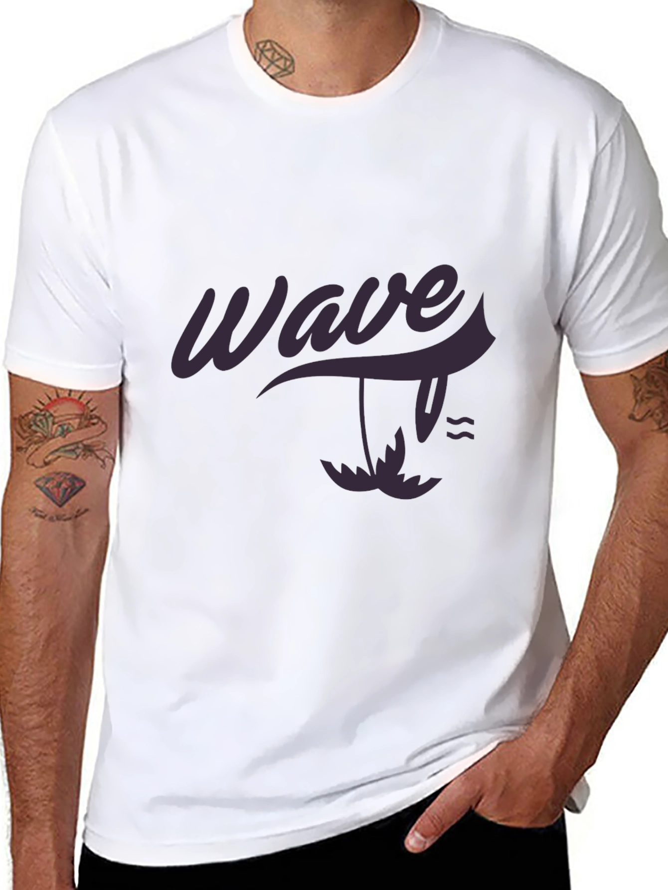 Wave Design Black T-Shirt