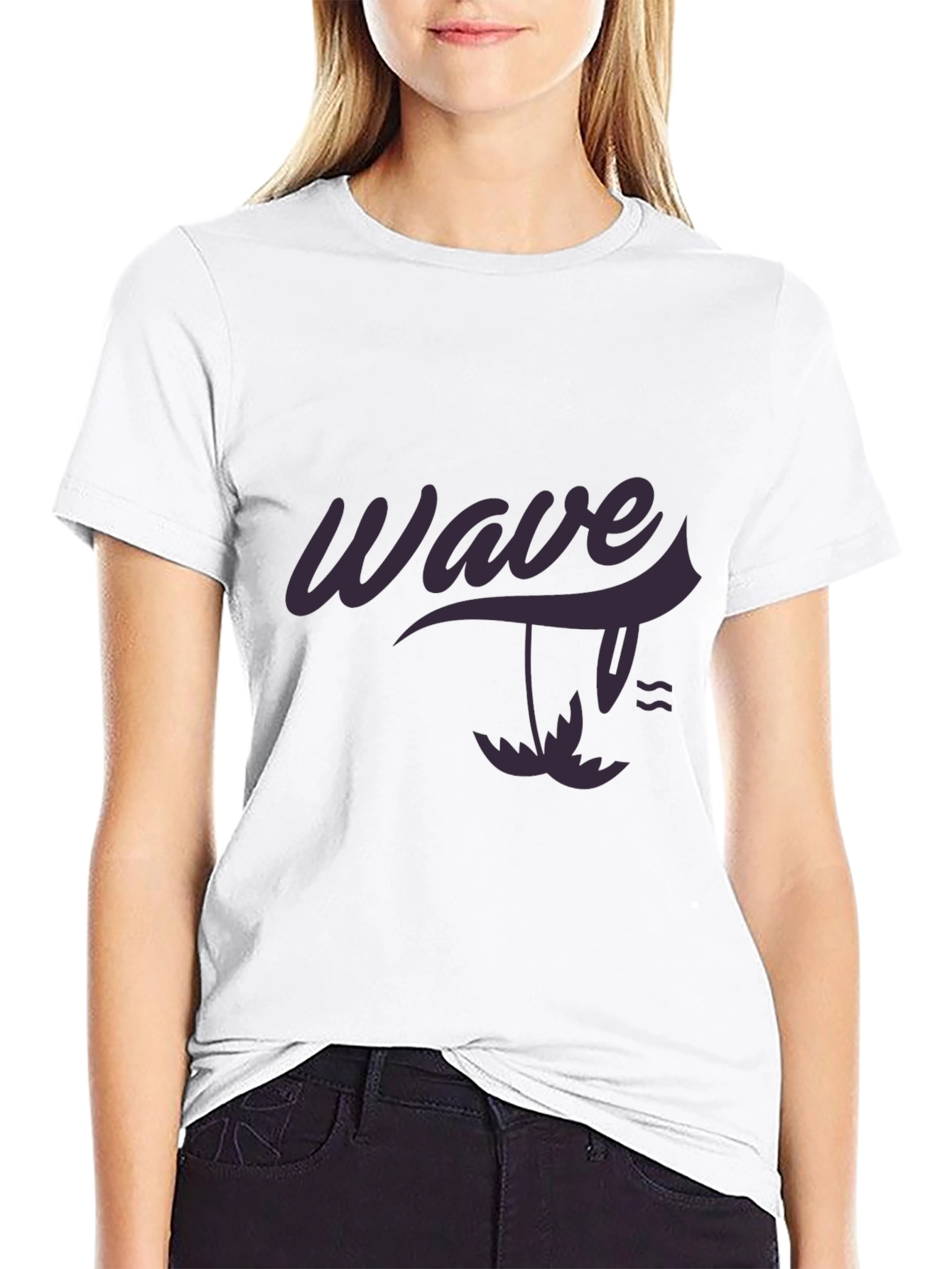 Wave Design Black T-Shirt