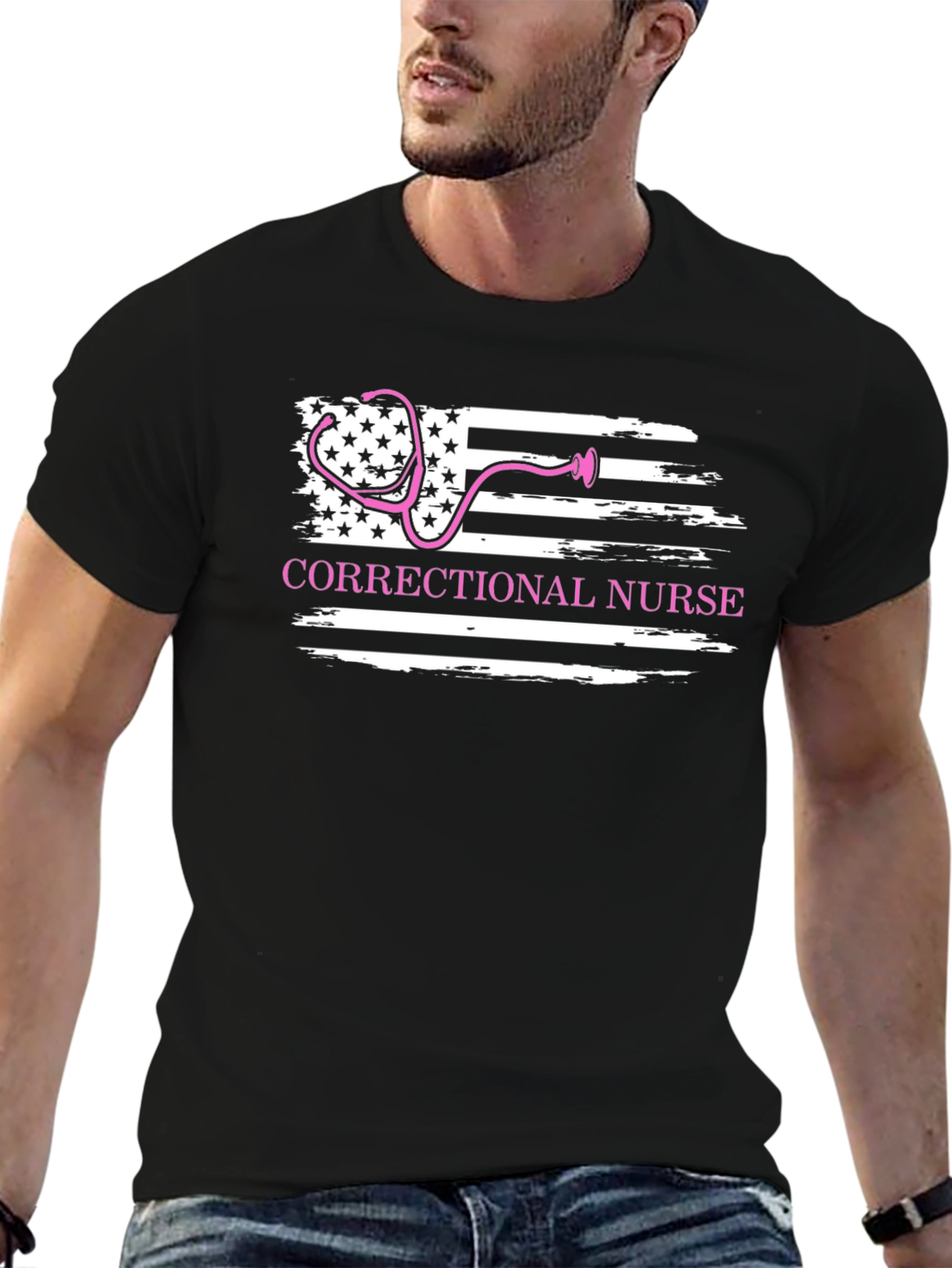 Correctional Nurse American Flag T-Shirt