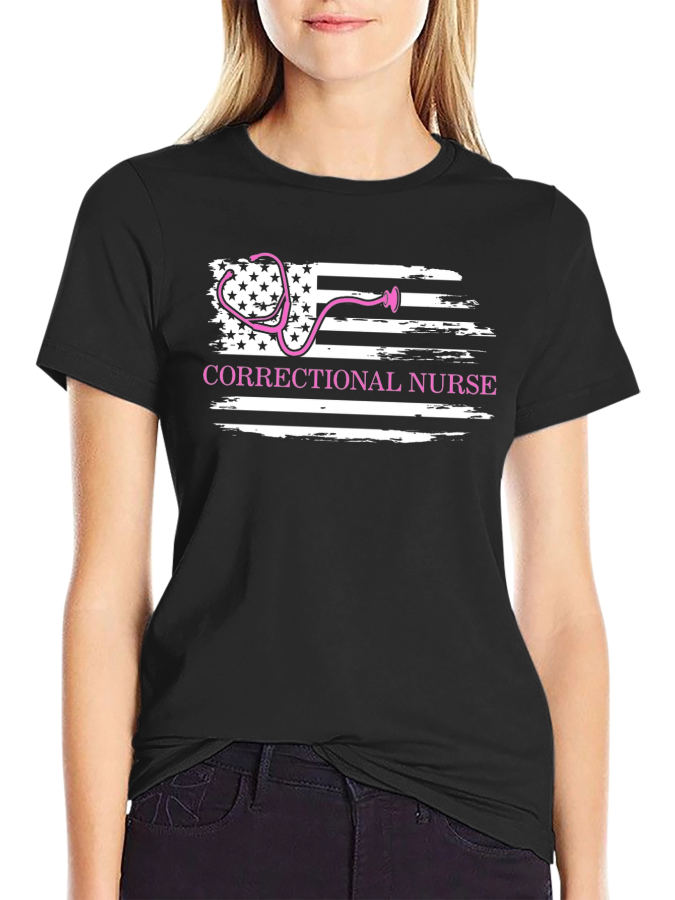 Correctional Nurse American Flag T-Shirt