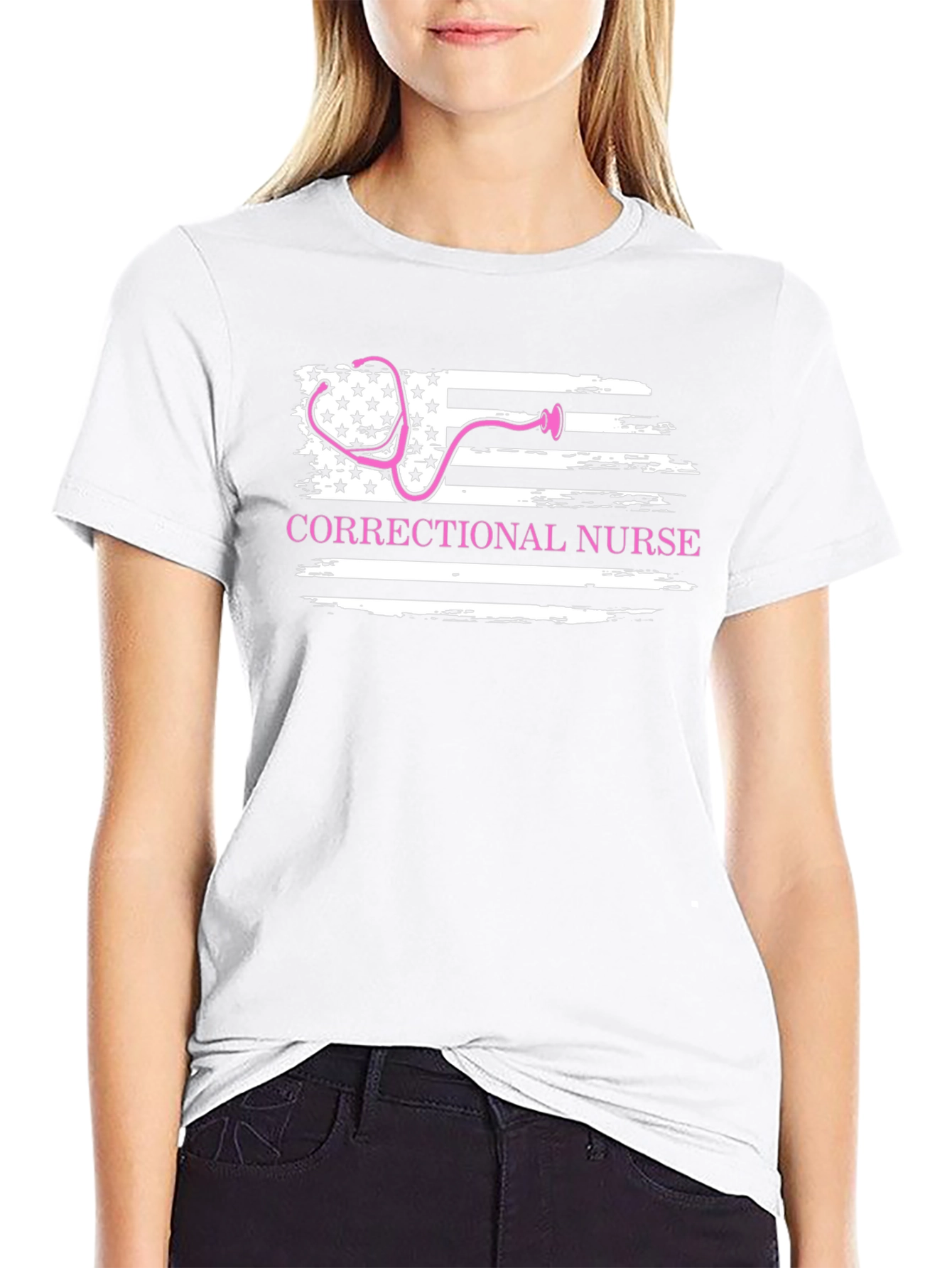 Correctional Nurse American Flag T-Shirt