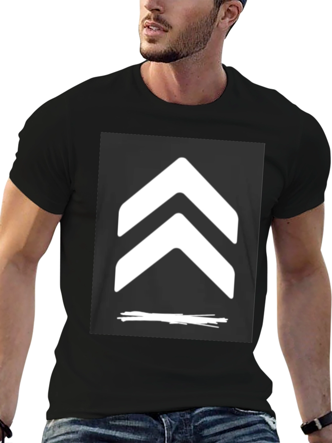 Modern Black T-Shirt with Chevron Graphic