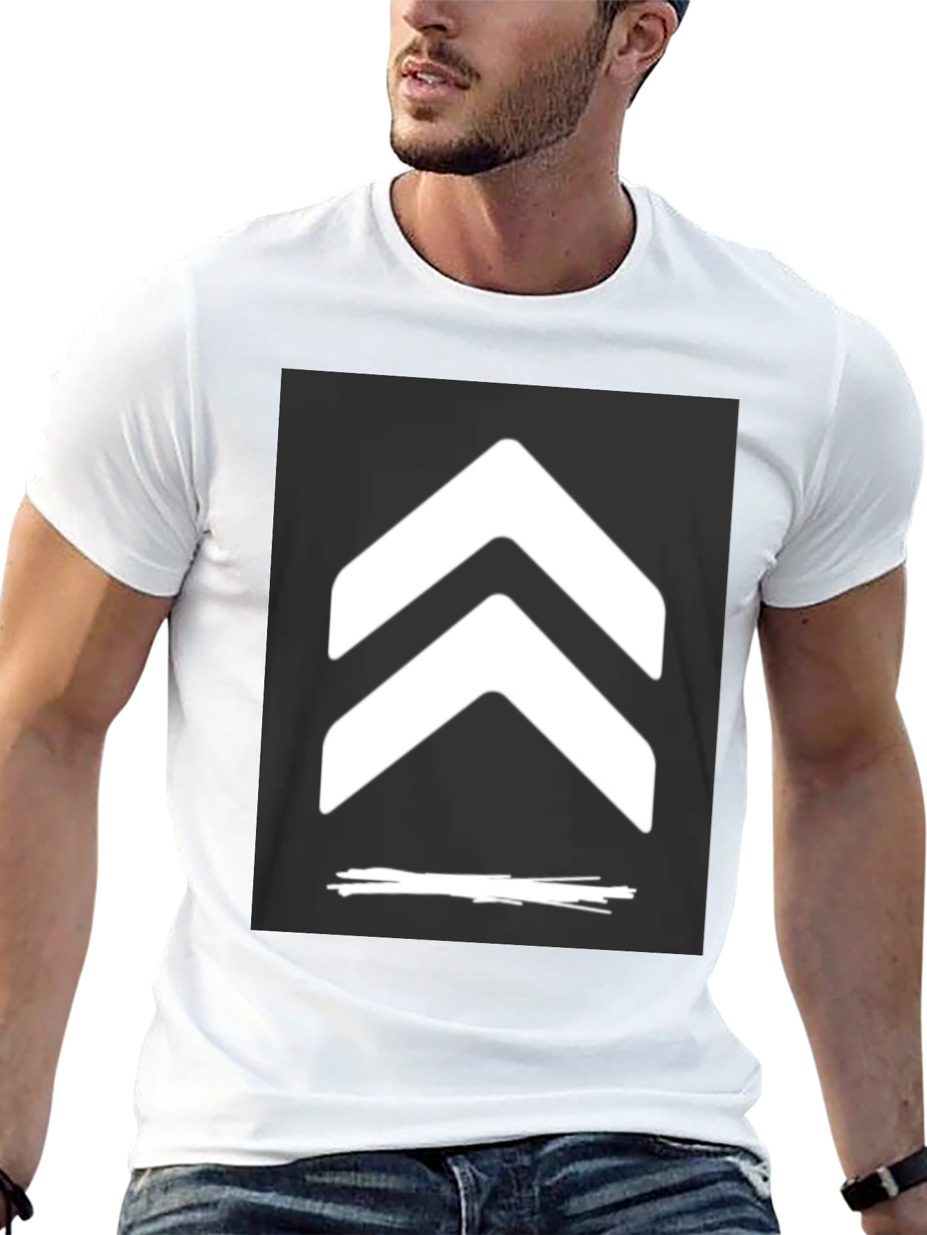 Modern Black T-Shirt with Chevron Graphic