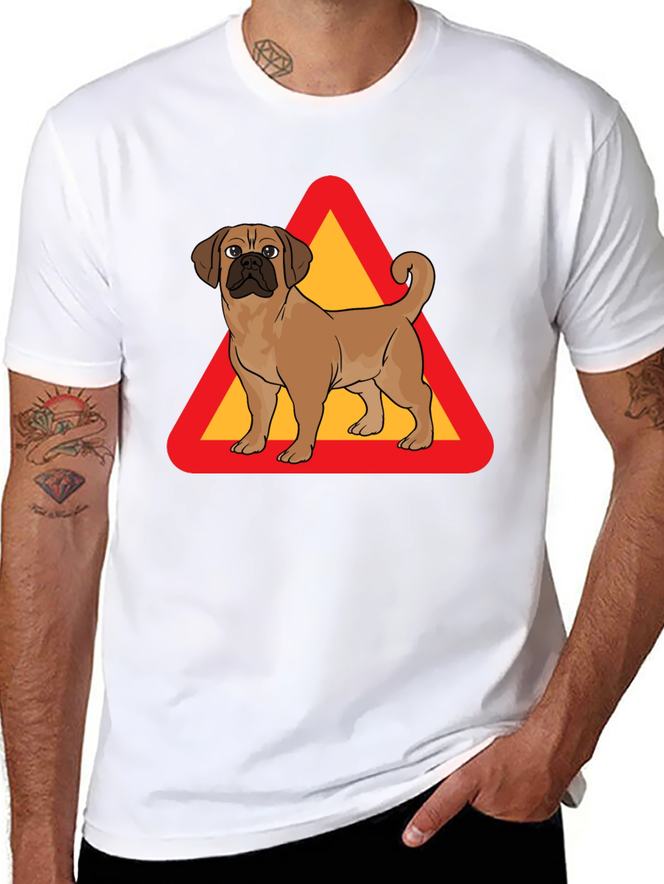 Dog Crossing T-Shirt - Novelty Graphic Tee