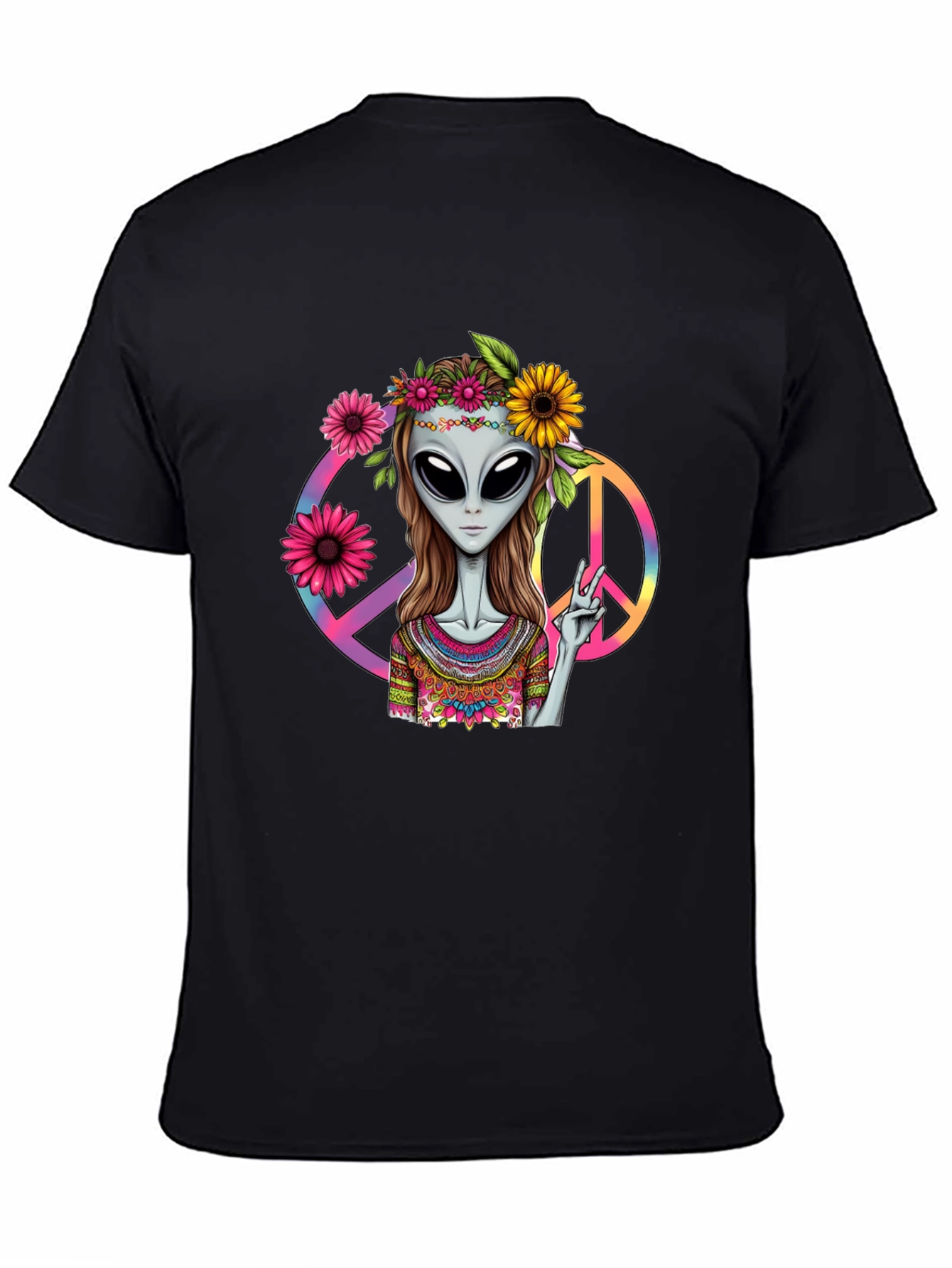 Alien Peace T-Shirt - Black Graphic Tee