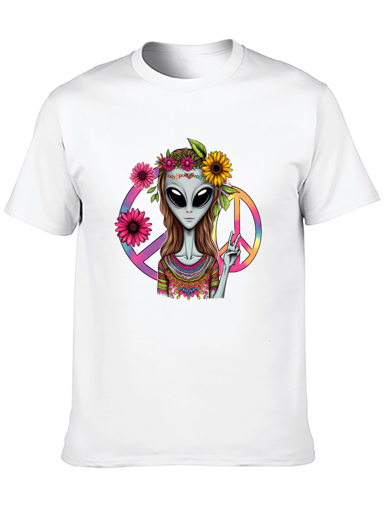 Alien Peace T-Shirt - Black Graphic Tee