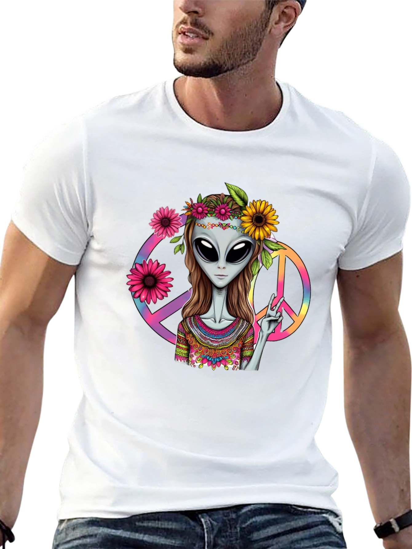 Alien Peace T-Shirt - Black Graphic Tee