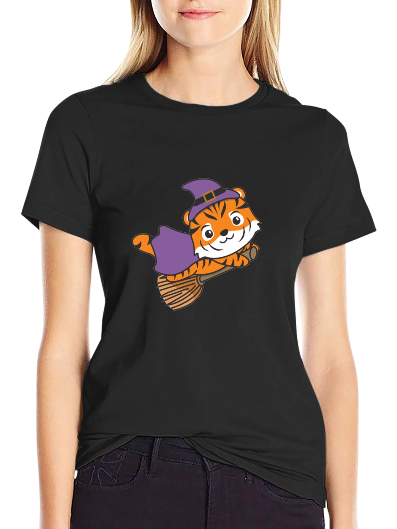 Tiger Witch Black T-Shirt Halloween