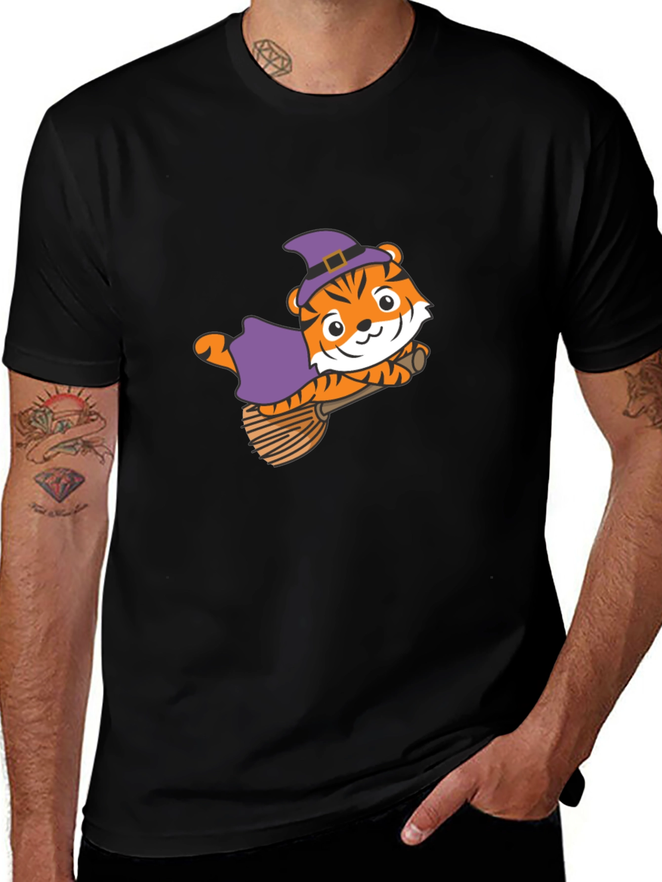 Tiger Witch Black T-Shirt Halloween