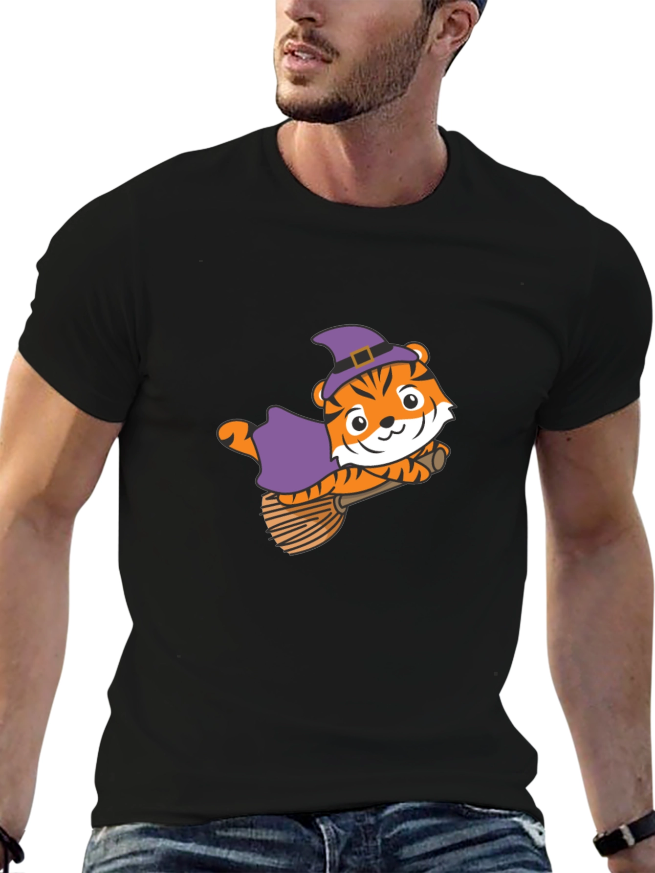 Tiger Witch Black T-Shirt Halloween