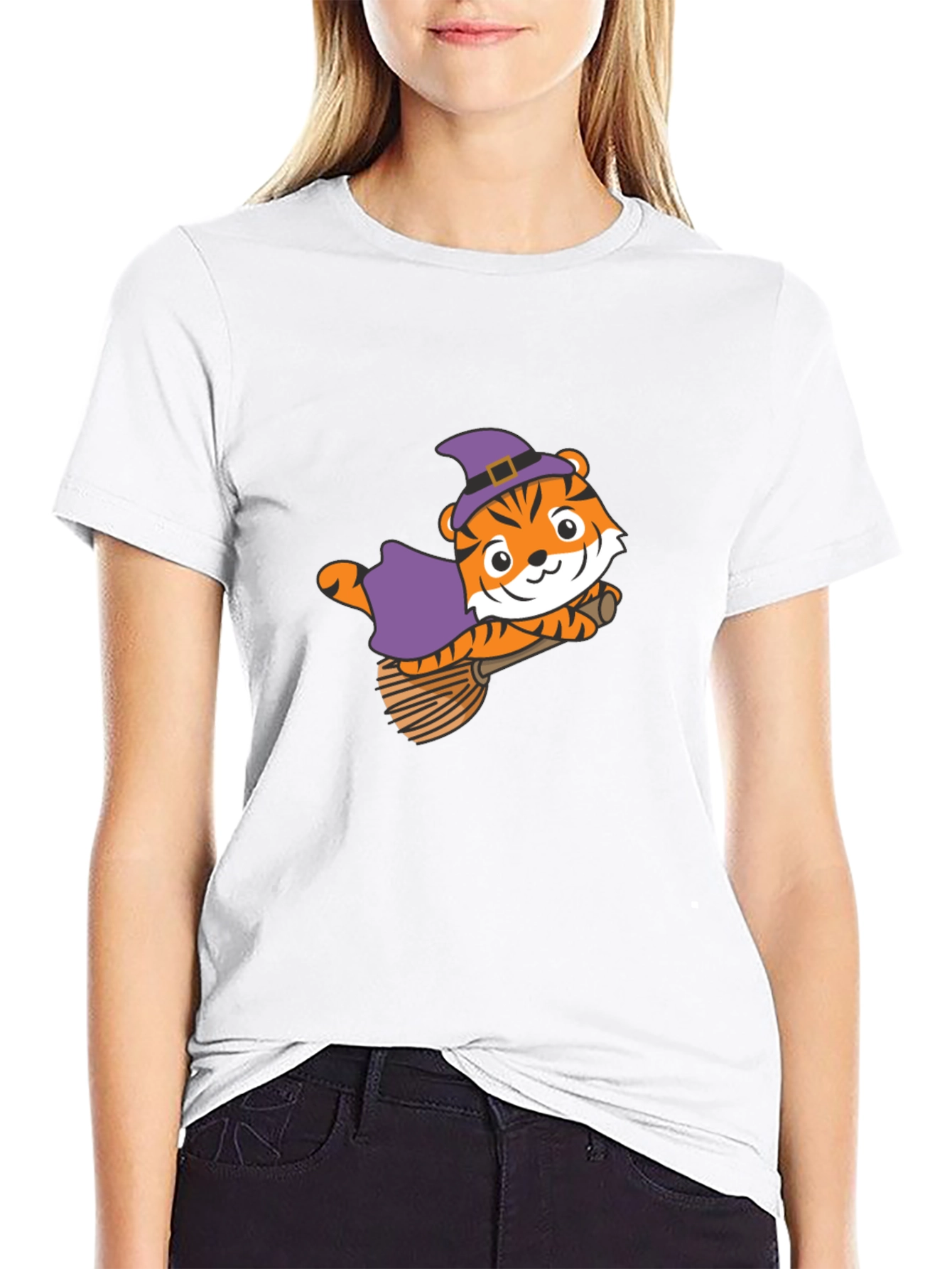 Tiger Witch Black T-Shirt Halloween