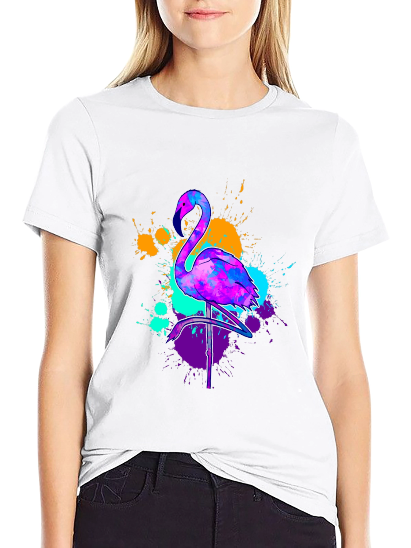 Neon Flamingo Graphic Tee - Vivid Mens T-Shirt