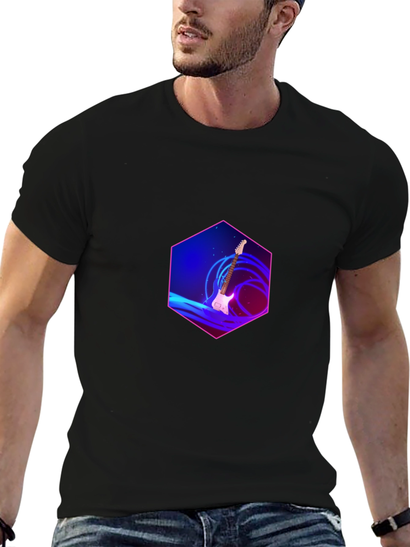 Guitar Hexagon T-Shirt - Music Lover Tee