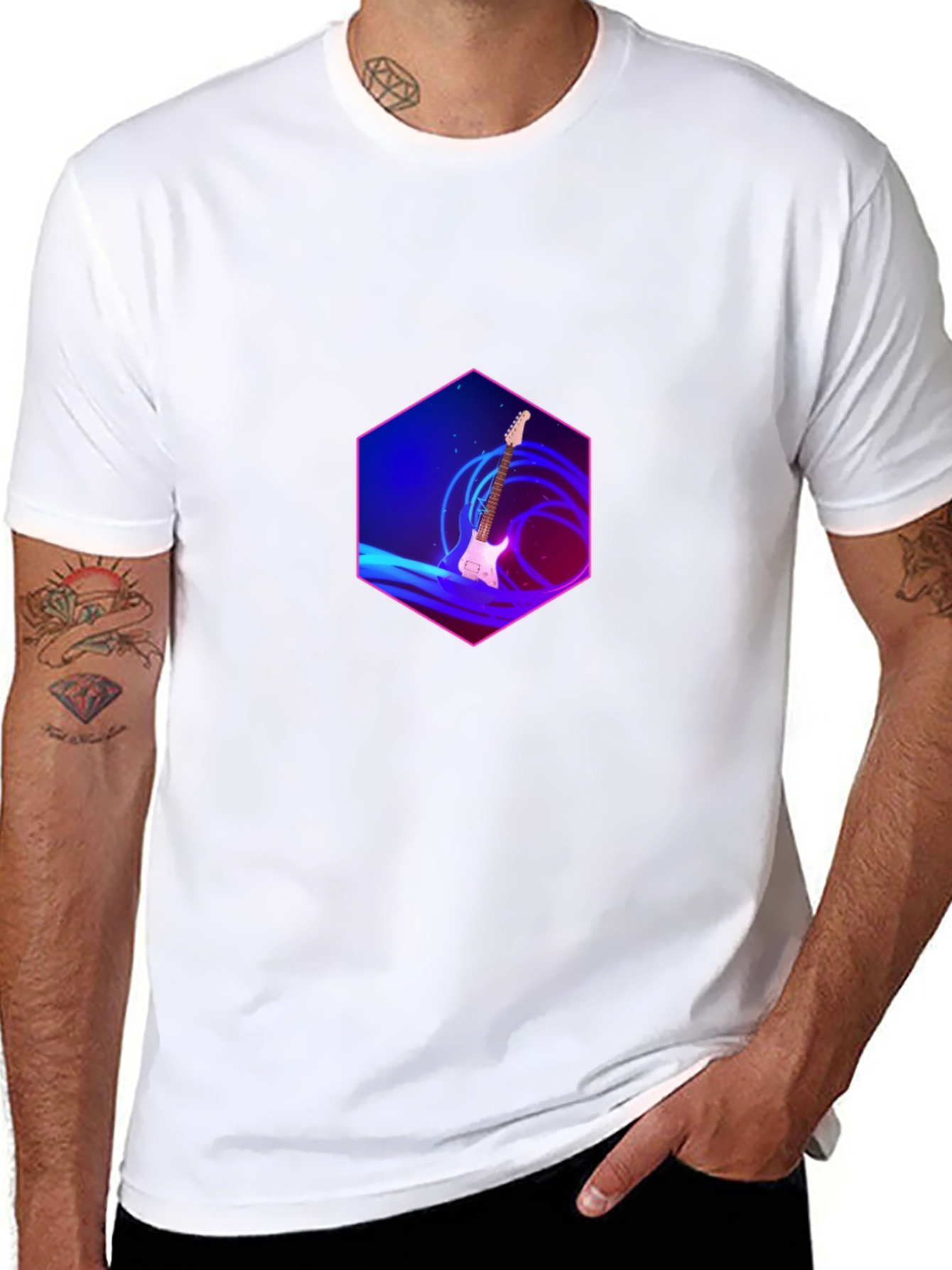 Guitar Hexagon T-Shirt - Music Lover Tee
