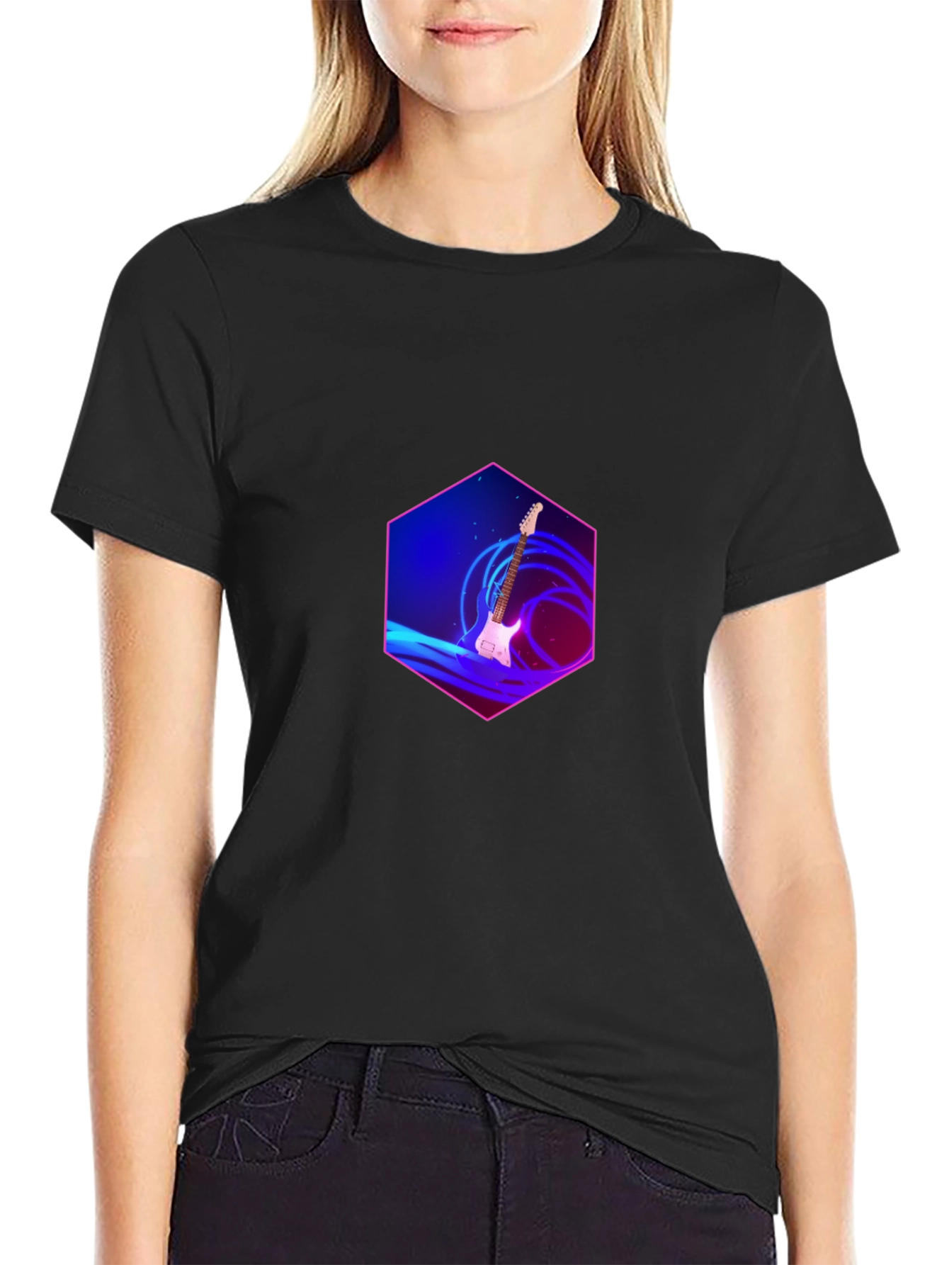 Guitar Hexagon T-Shirt - Music Lover Tee