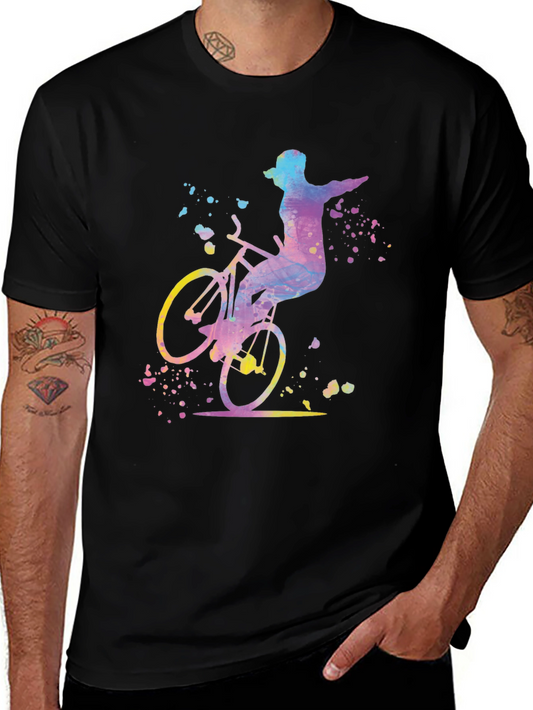 Watercolor Biker Graphic Tee - Black