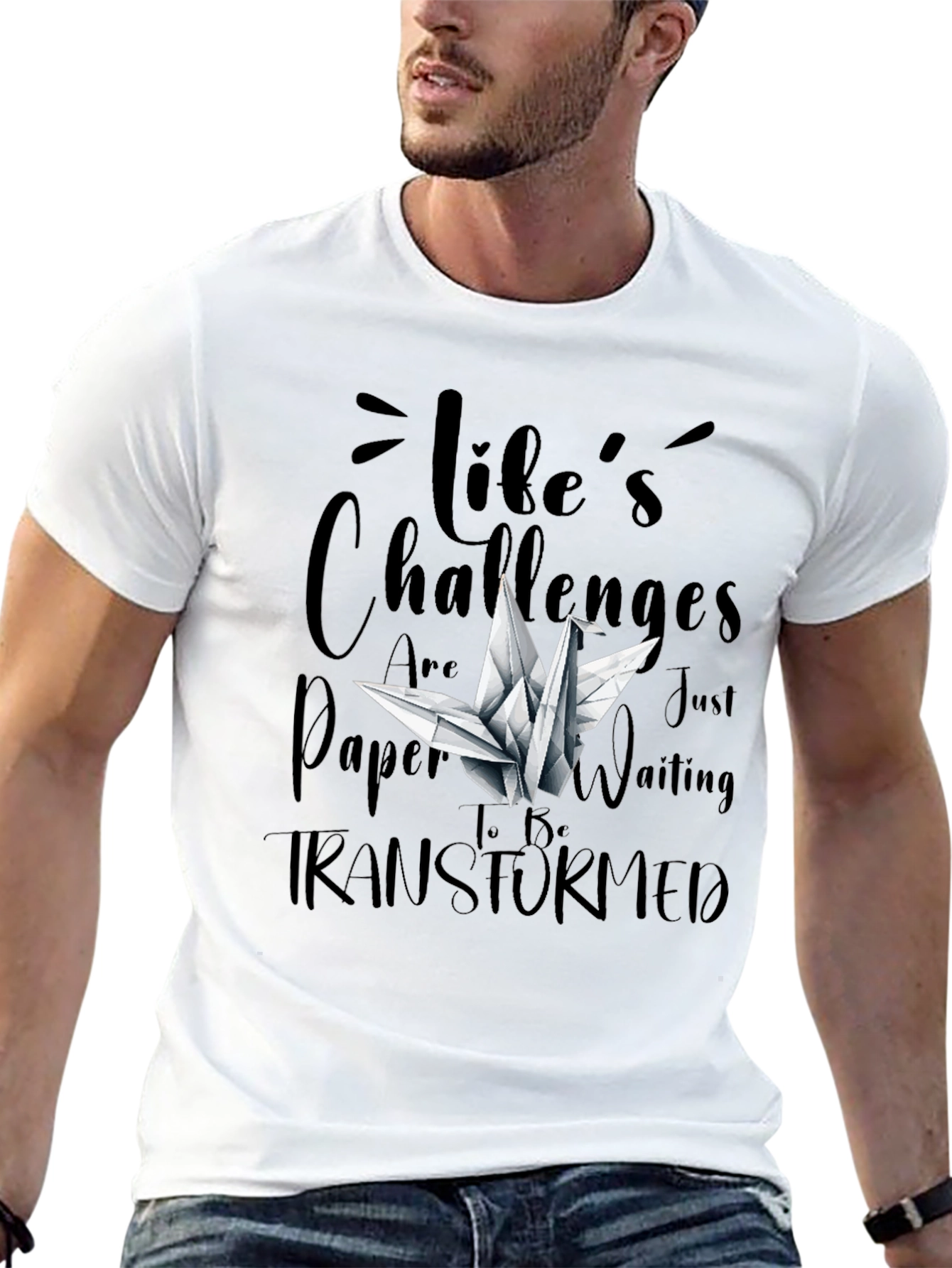 Lifes Challenges T-Shirt - Origami Crane Design