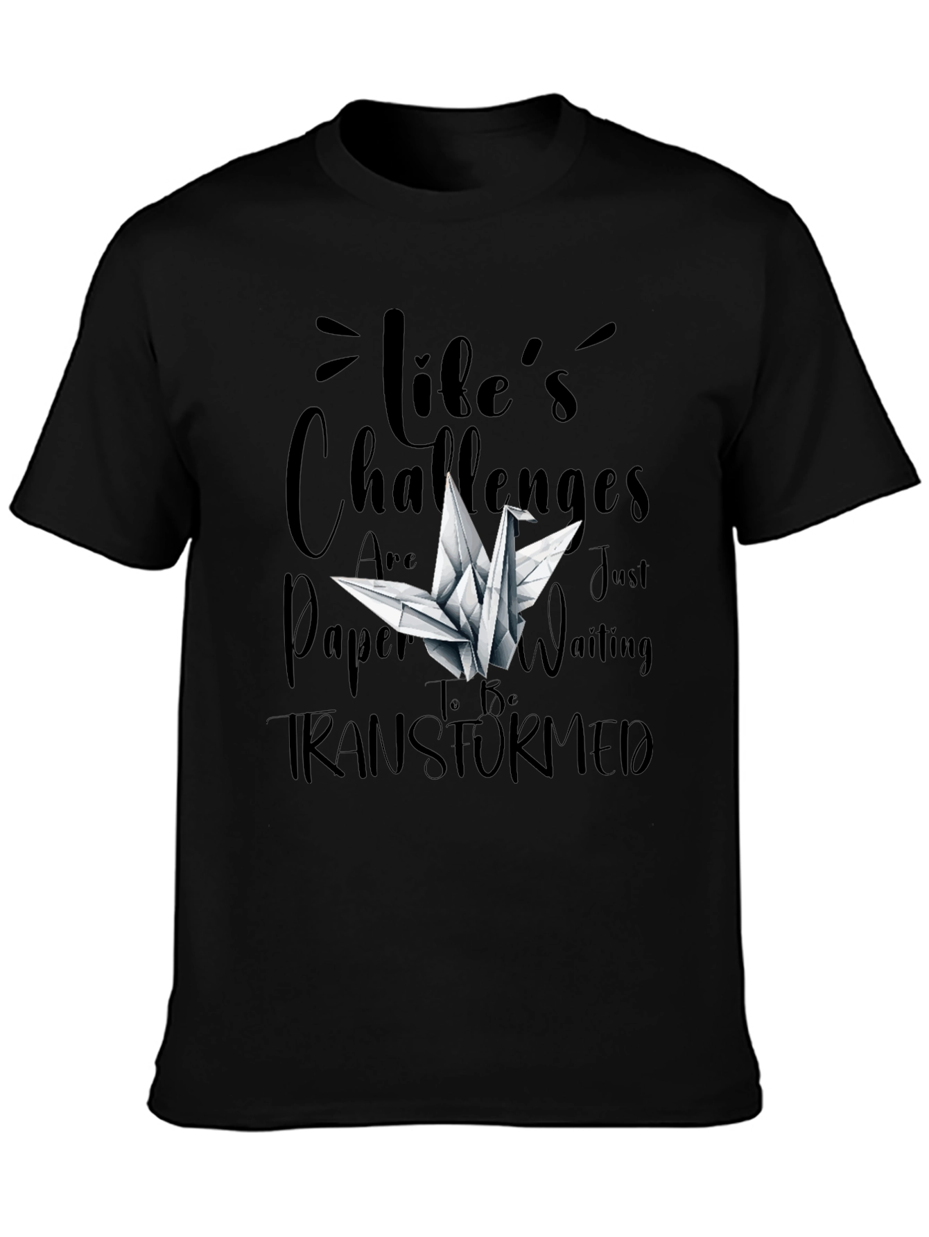 Lifes Challenges T-Shirt - Origami Crane Design