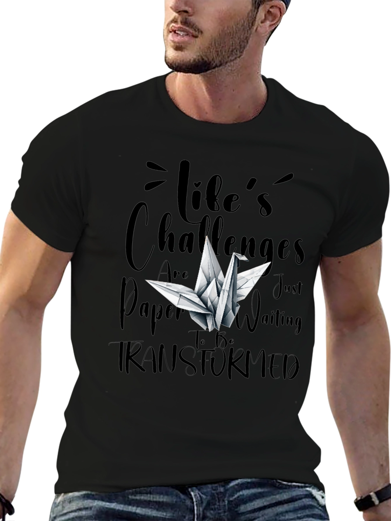 Lifes Challenges T-Shirt - Origami Crane Design