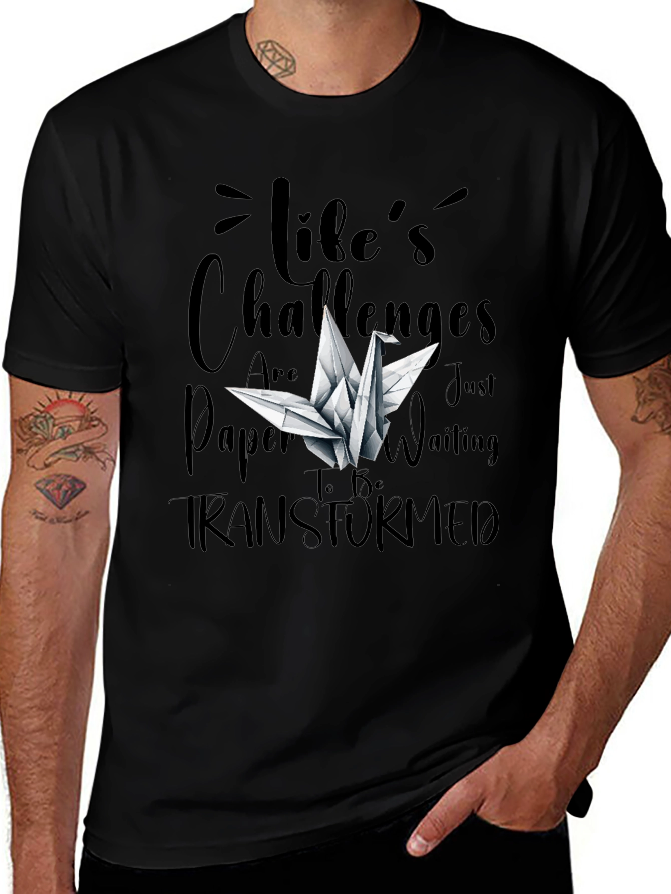 Lifes Challenges T-Shirt - Origami Crane Design