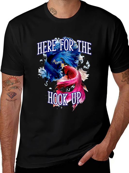 Here For The Hook Up Betta Fish Graphic T-Shirt