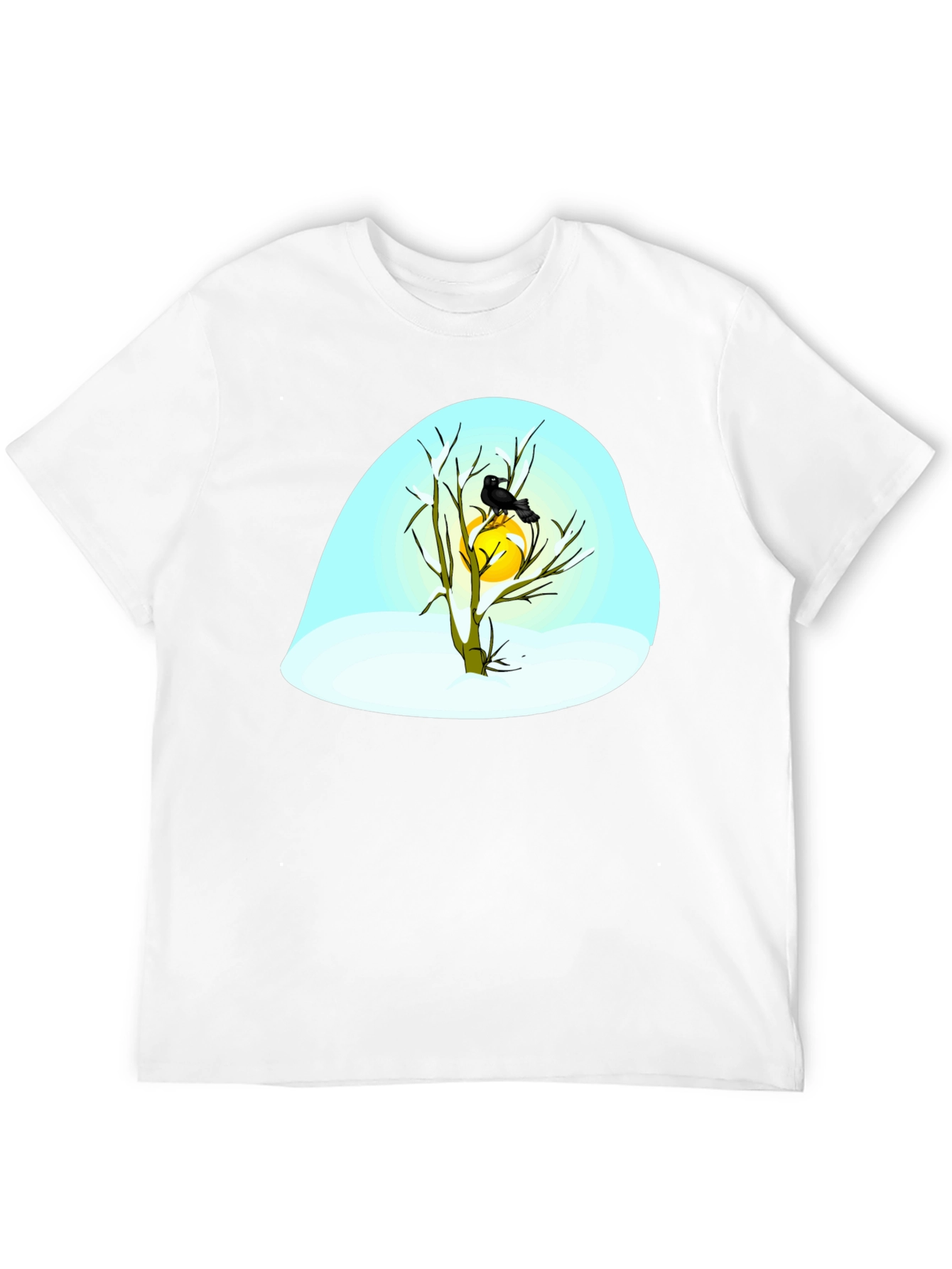 Winter Raven Graphic Tee - Black Cotton Blend