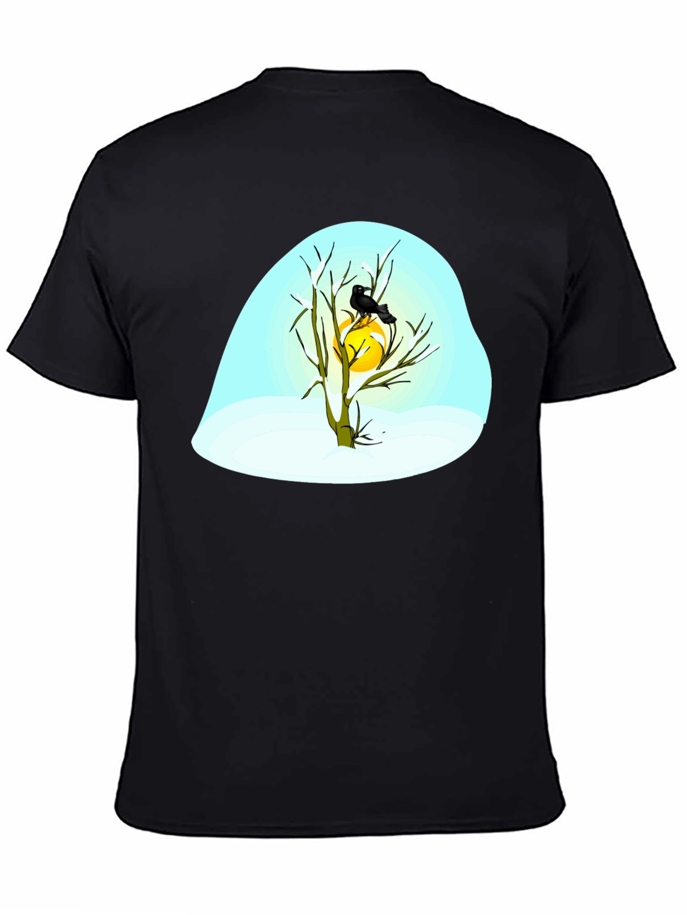 Winter Raven Graphic Tee - Black Cotton Blend