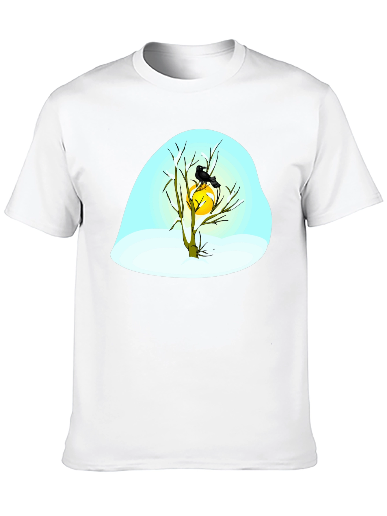 Winter Raven Graphic Tee - Black Cotton Blend