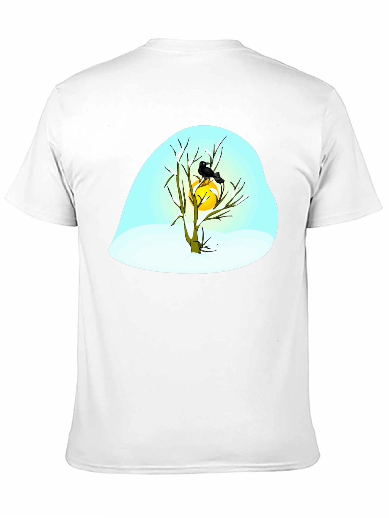 Winter Raven Graphic Tee - Black Cotton Blend