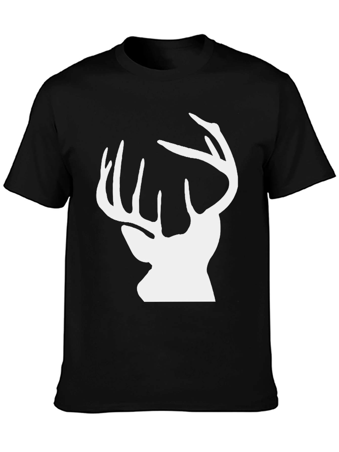 Deer Silhouette Graphic Tee - Black Cotton Comfort