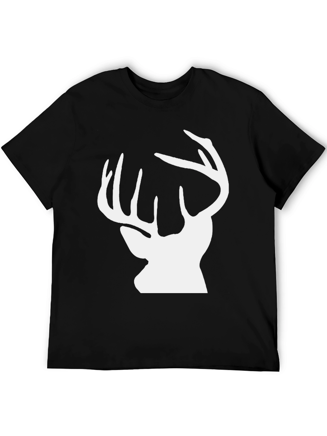 Deer Silhouette Graphic Tee - Black Cotton Comfort