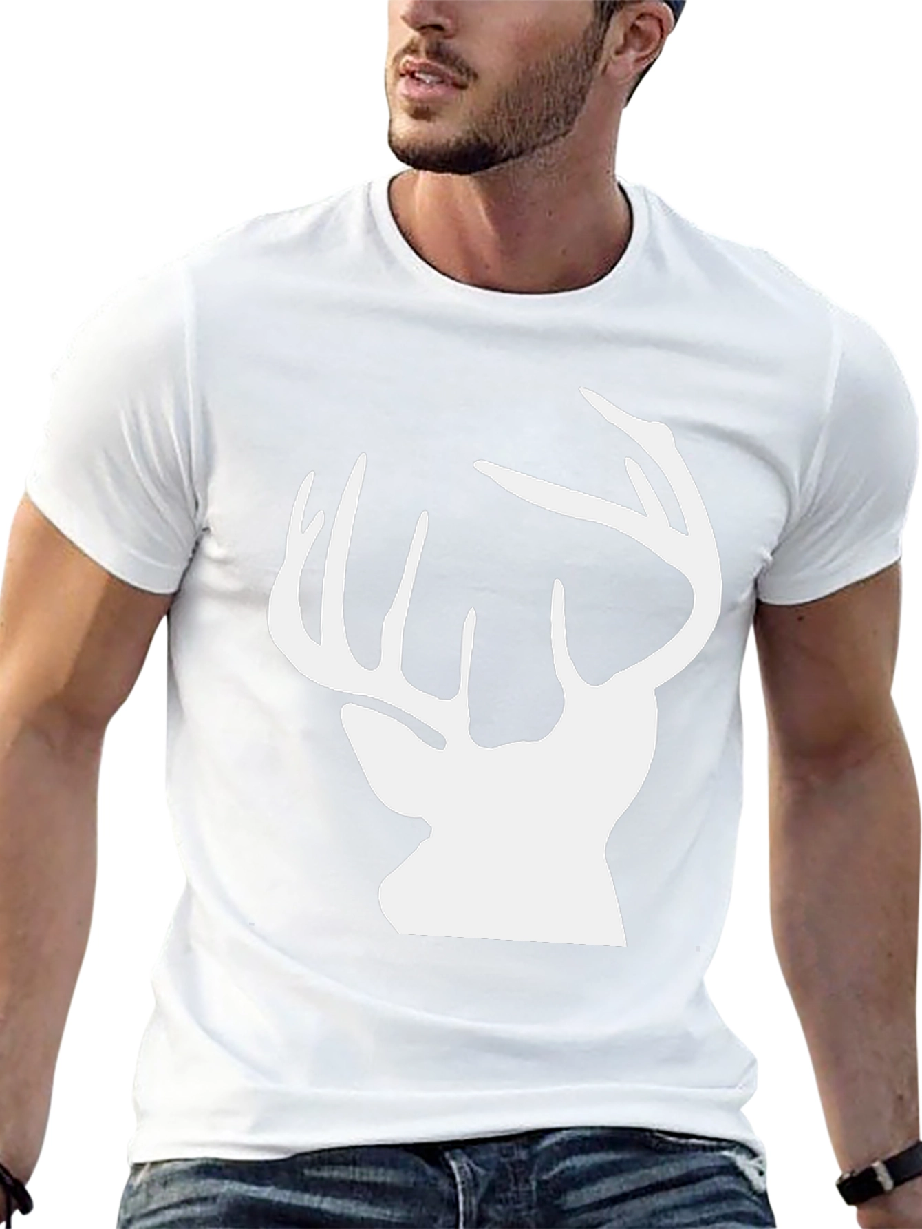Deer Silhouette Graphic Tee - Black Cotton Comfort
