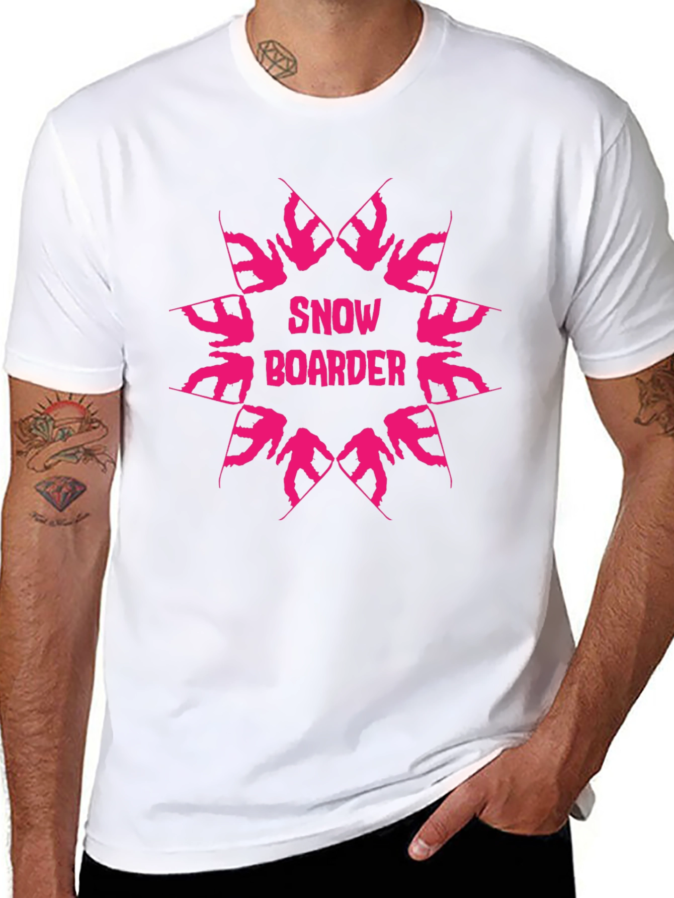 Snowboarder Graphic Tee - Black Cotton T-Shirt