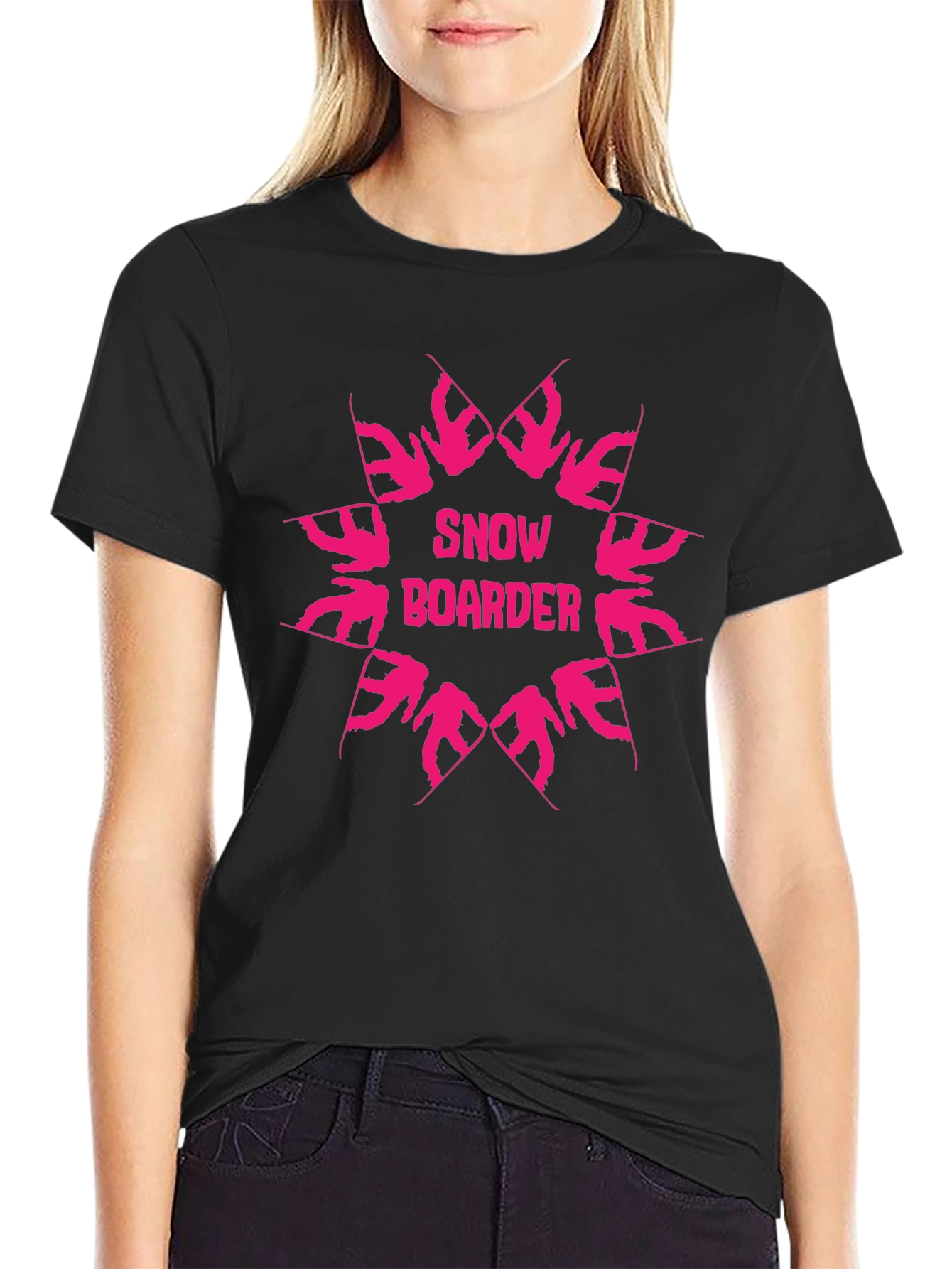 Snowboarder Graphic Tee - Black Cotton T-Shirt