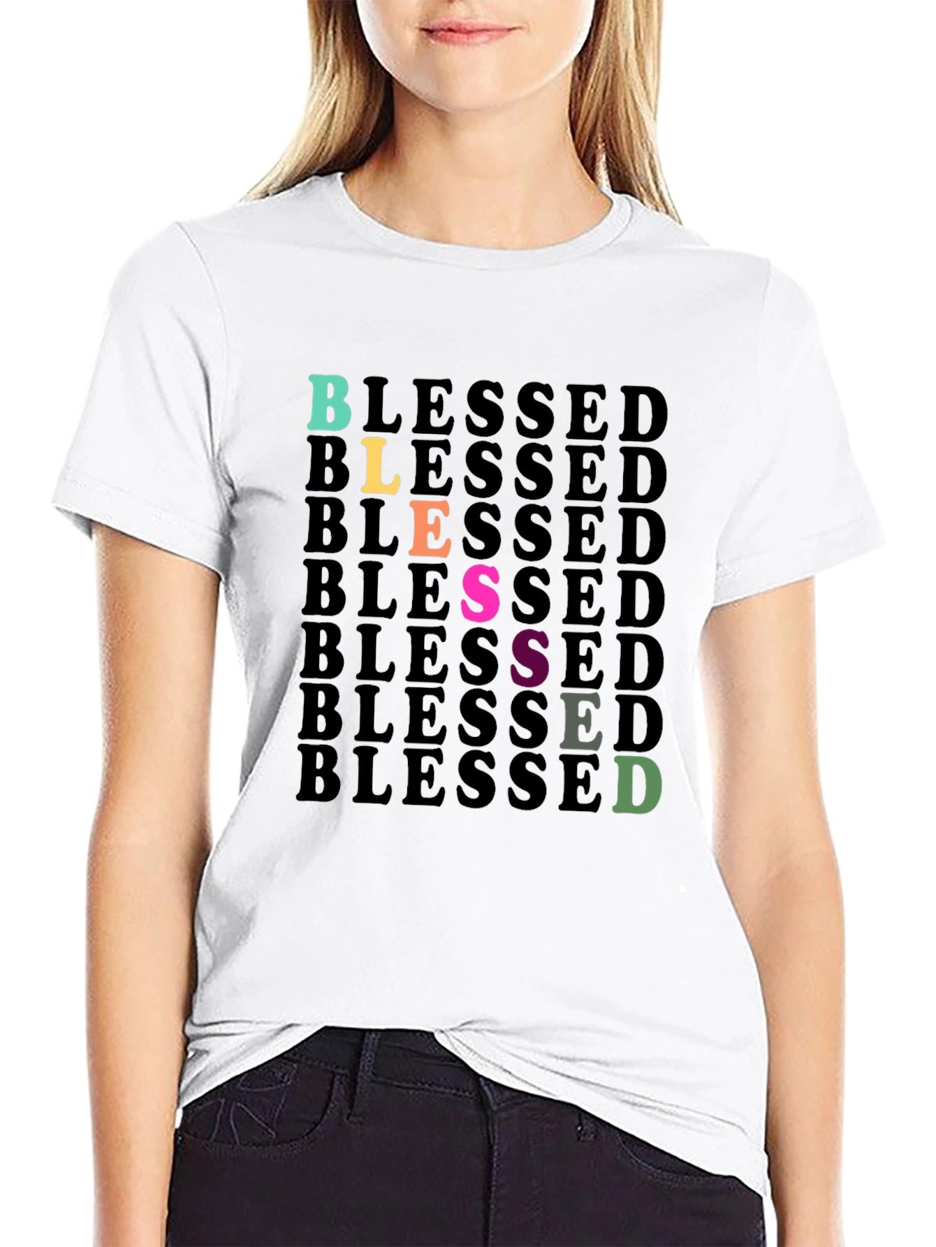 Blessed Graphic Print Black T-Shirt
