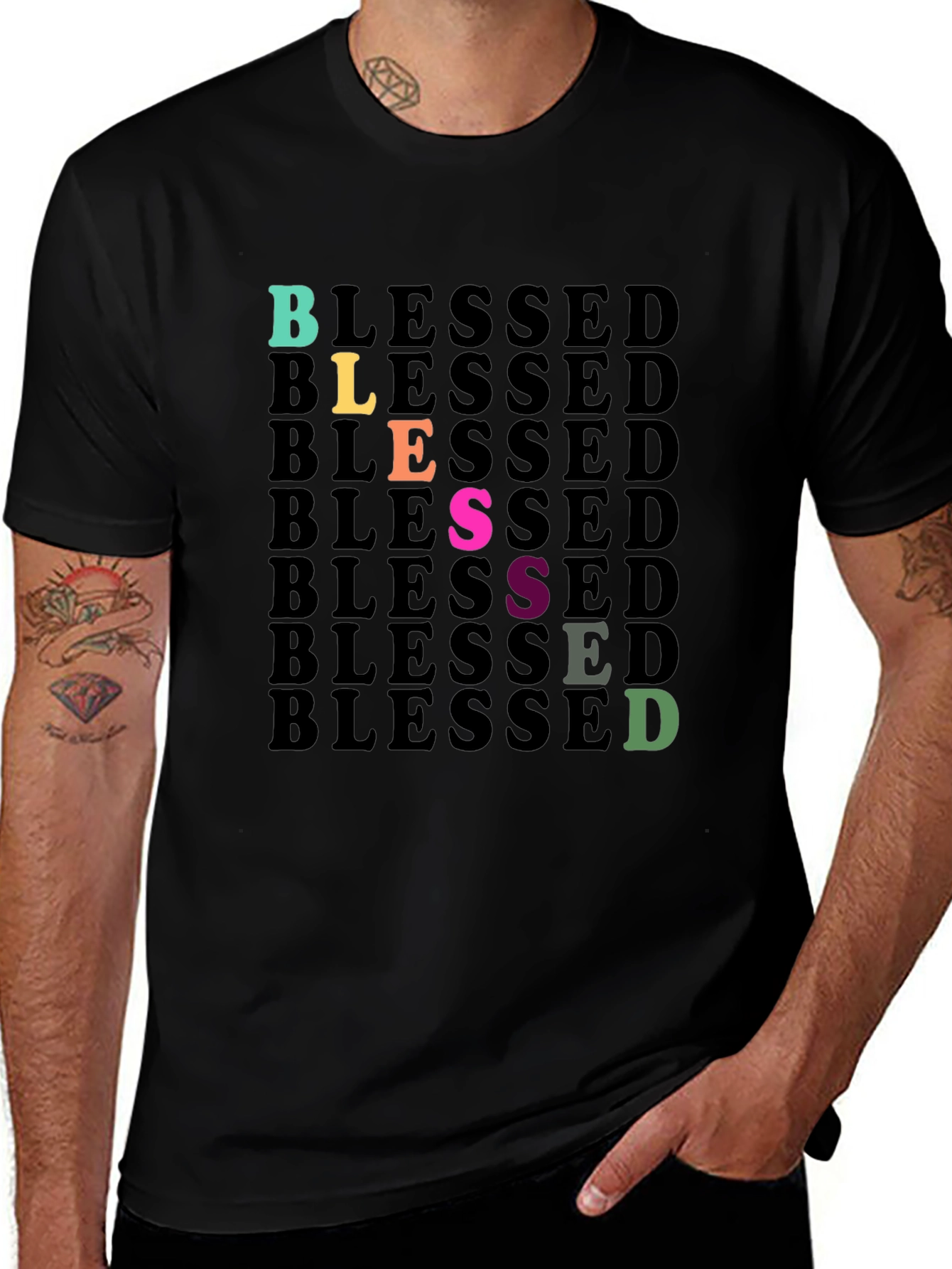 Blessed Graphic Print Black T-Shirt