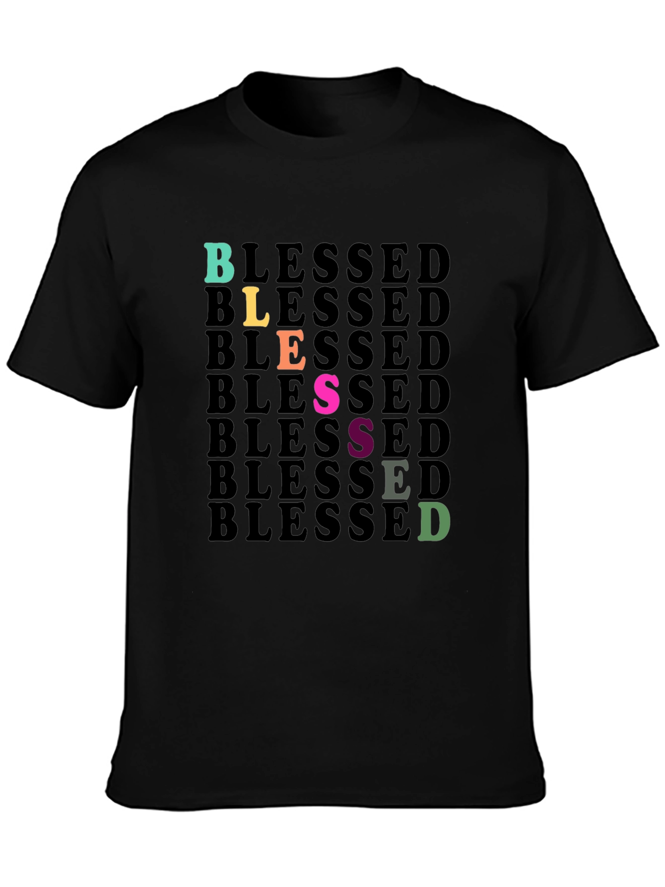 Blessed Graphic Print Black T-Shirt