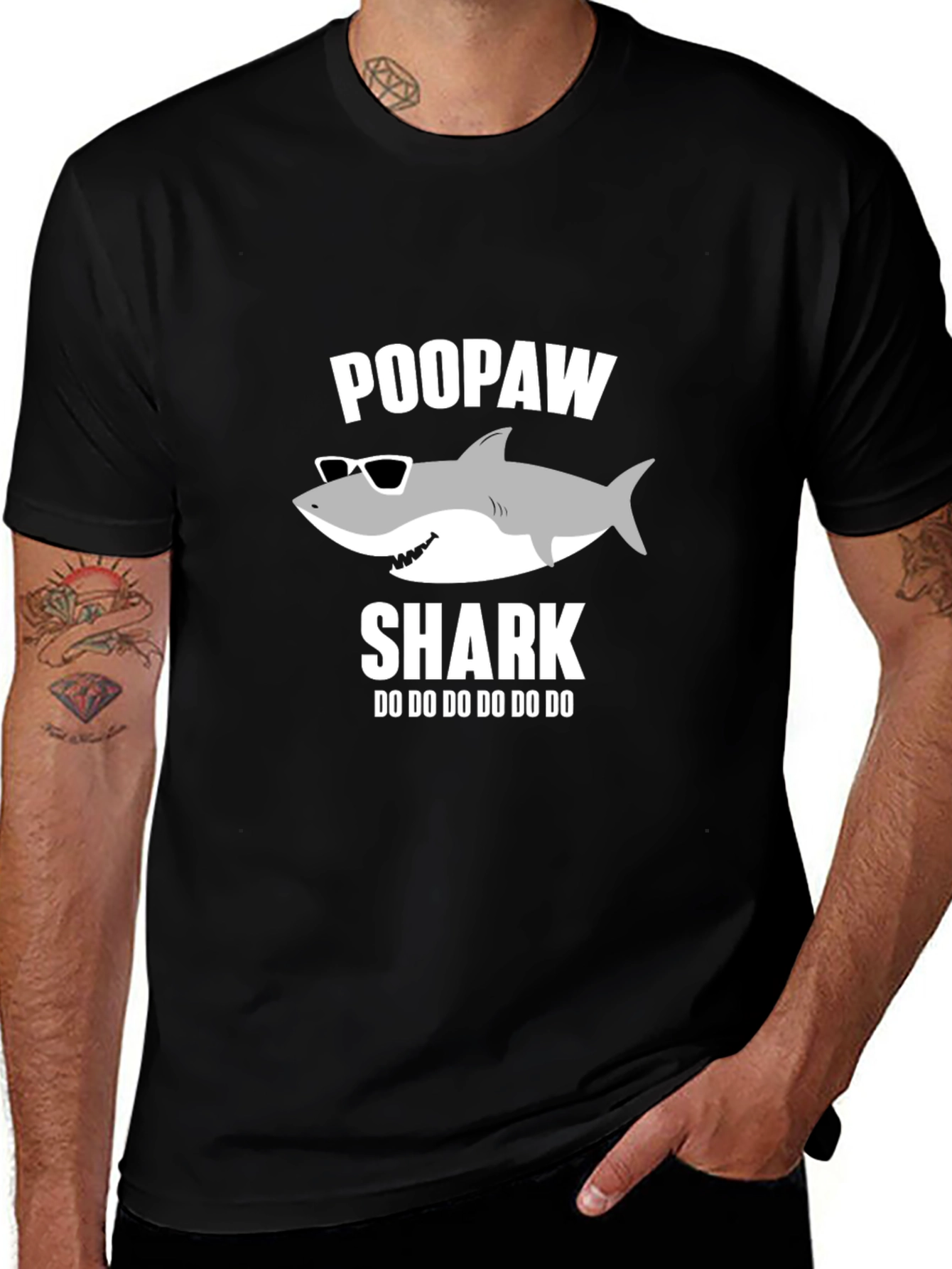 Poopaw Shark Graphic T-Shirt - Dad Grandfather Gift