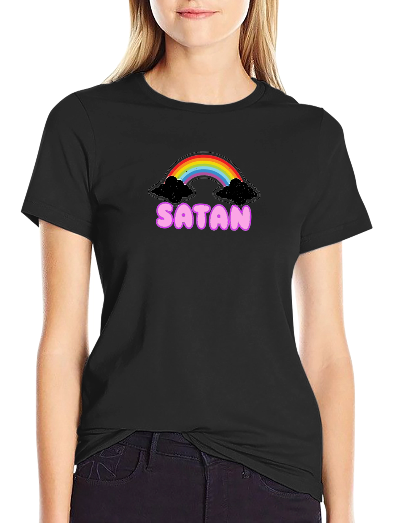 Satan Rainbow Black Graphic Tee