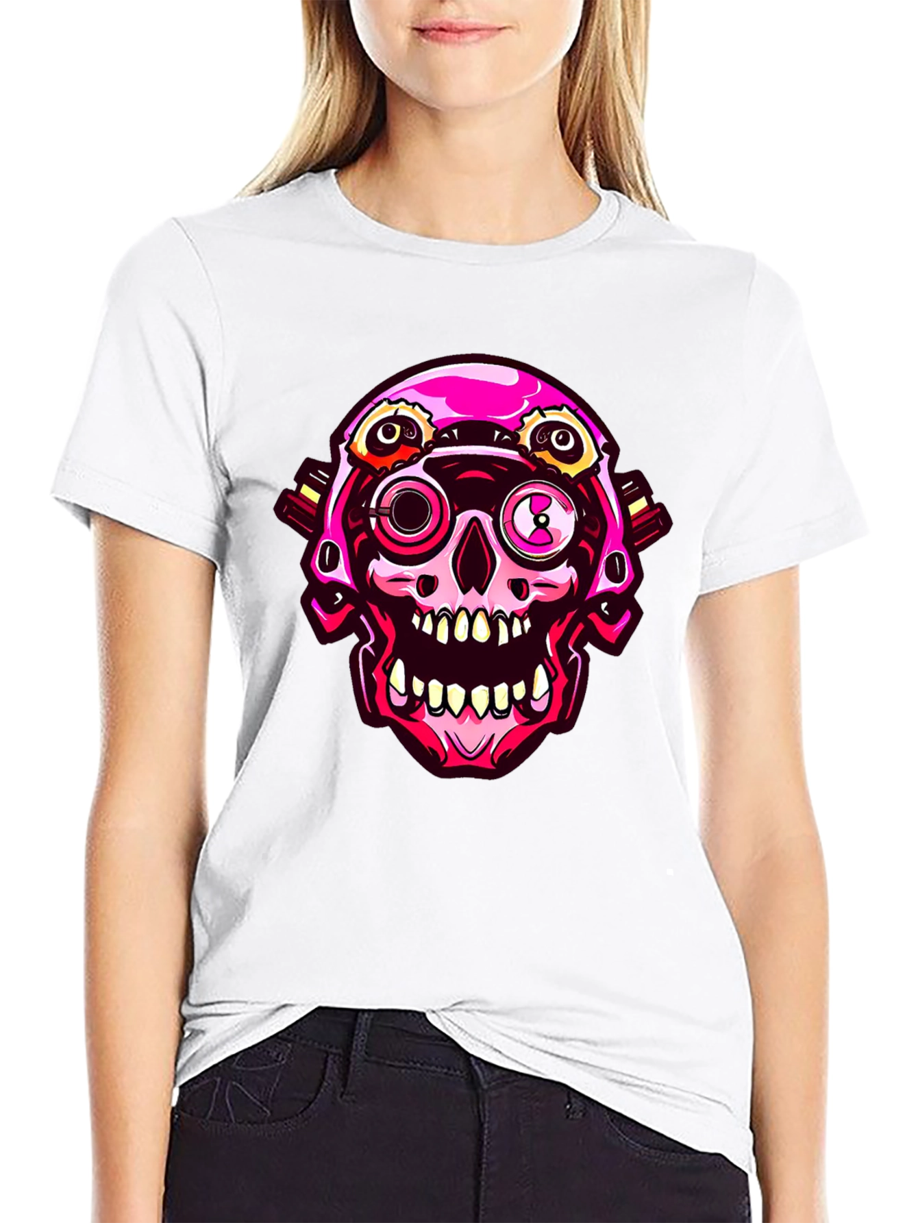 Cyberpunk Skull Graphic Tee - Cool Futuristic Design