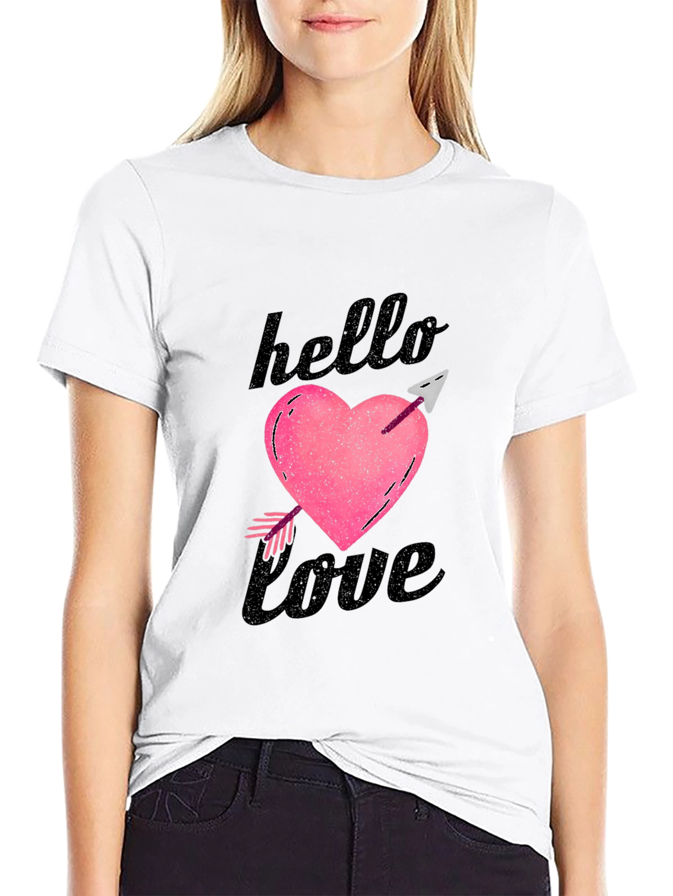 Hello Love Graphic Tee - Black Unisex T-Shirt