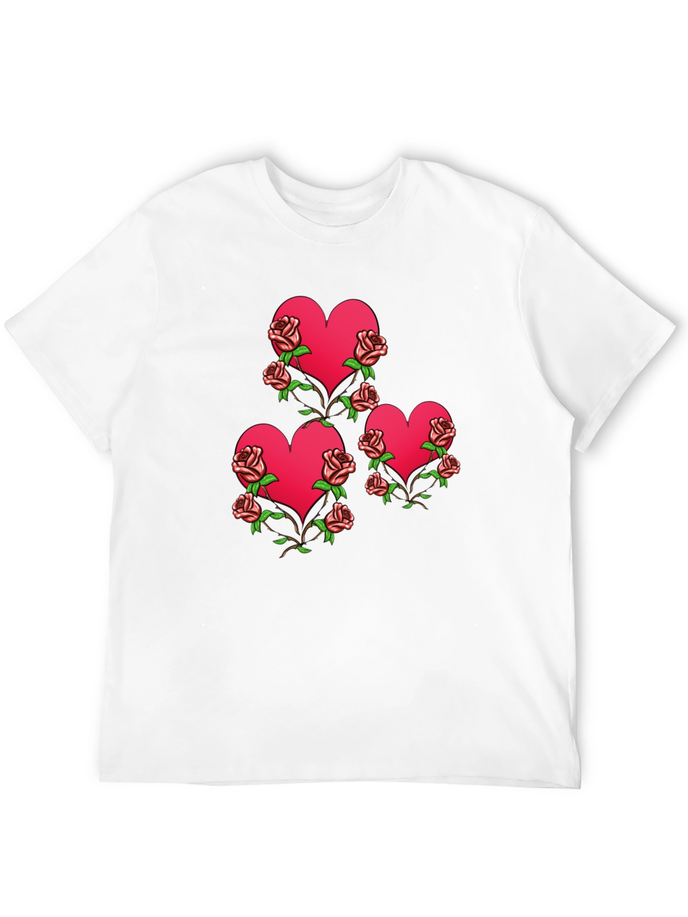 Heart & Roses Graphic Black T-Shirt